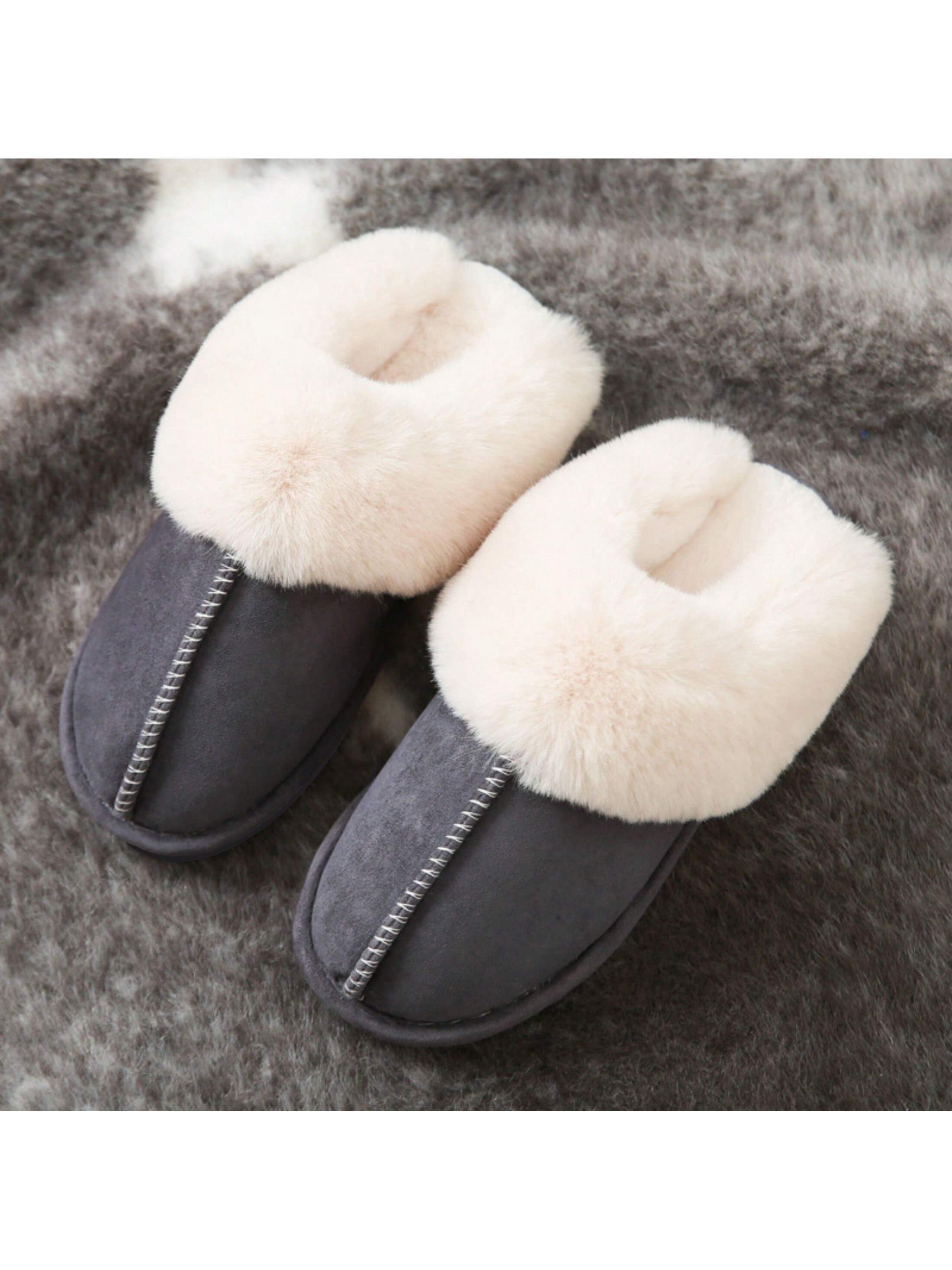 Women's Woolen Slippers Memory Foam Fluffy Moccasin With Soft Plush Fleece Lining Slip-On For Indoor Outdoor Use