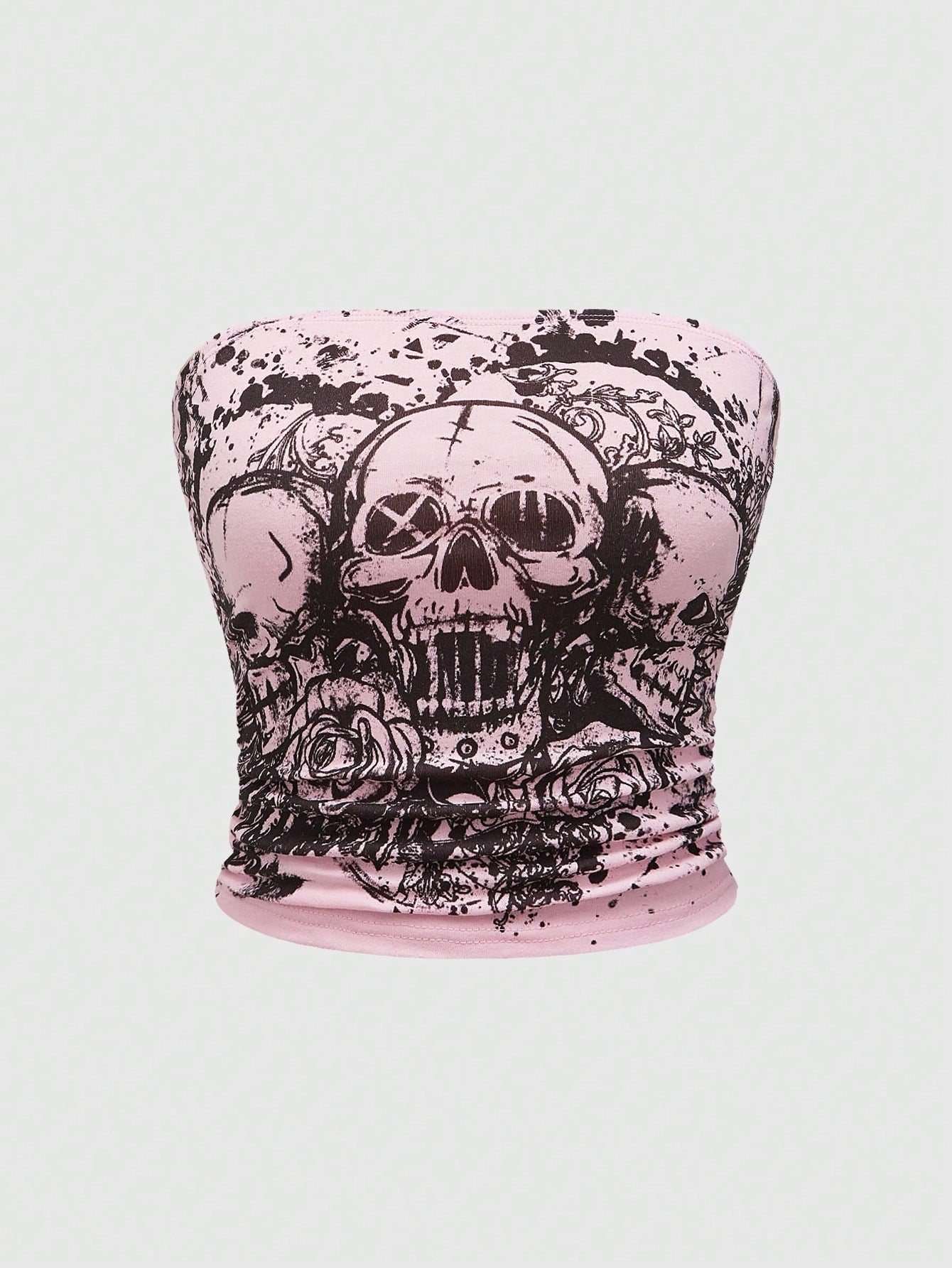 Goth Women's Skull Print Bandeau Top