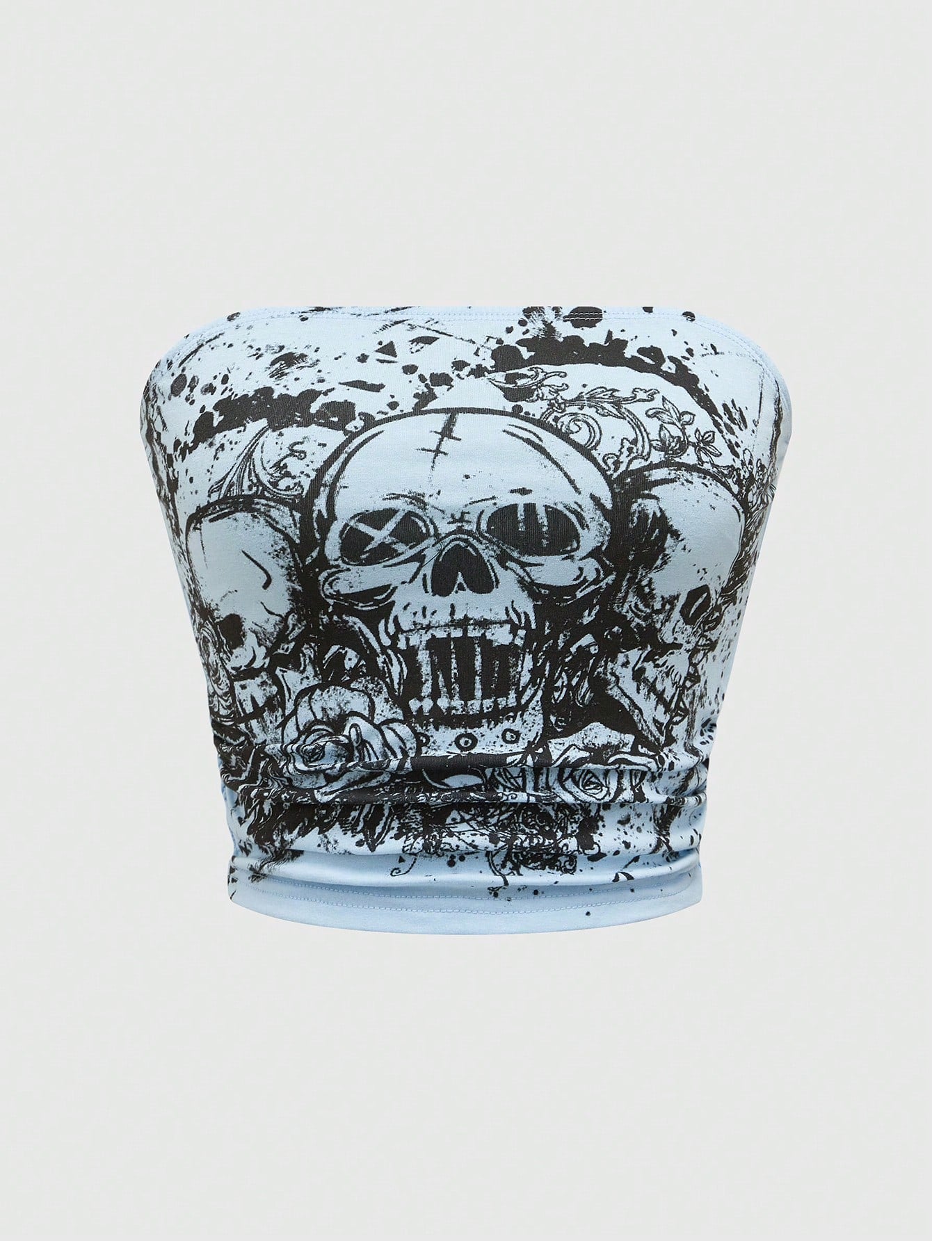 Goth Women's Skull Print Bandeau Top