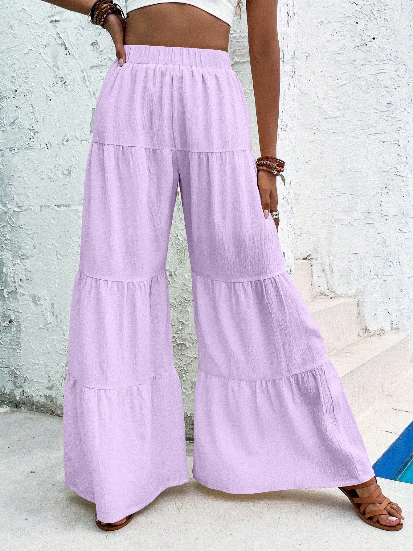 Women's Elegant Textured Casual Comfortable Long Pants