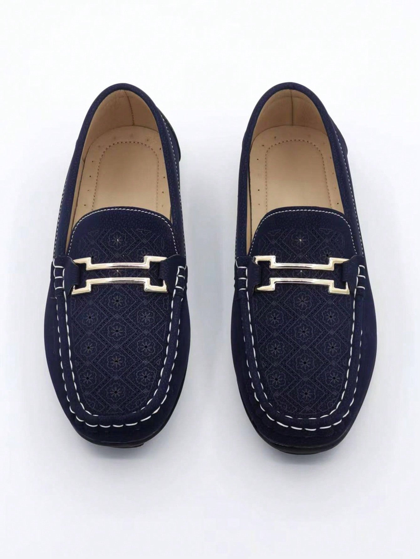 Youth Loafers With Metal Buckle Decoration, Slip-On Casual Breathable Flat Shoes For Men, Suitable For All Seasons