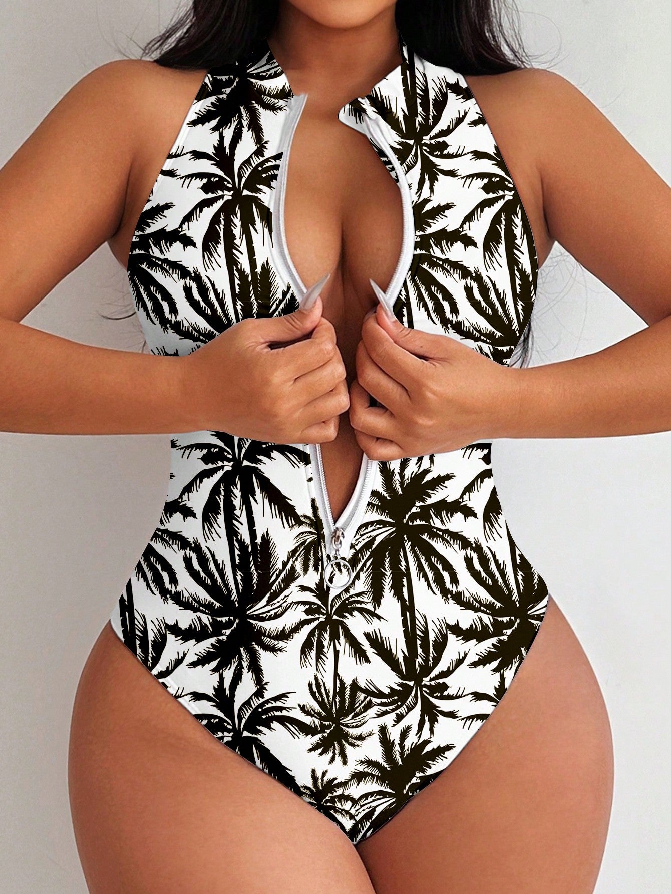 Swim Summer Beach Women Random Print One-Piece Swimsuit