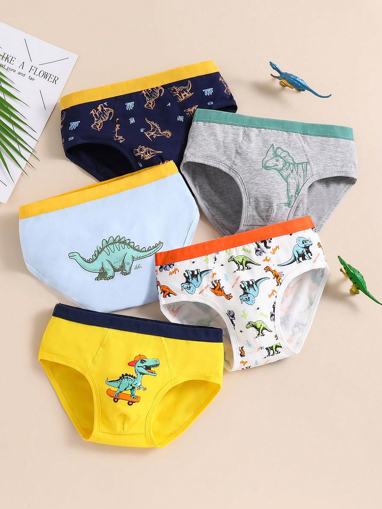 Tween Boy Everyday Wear 5-Pack Dinosaur Print Boxer Briefs