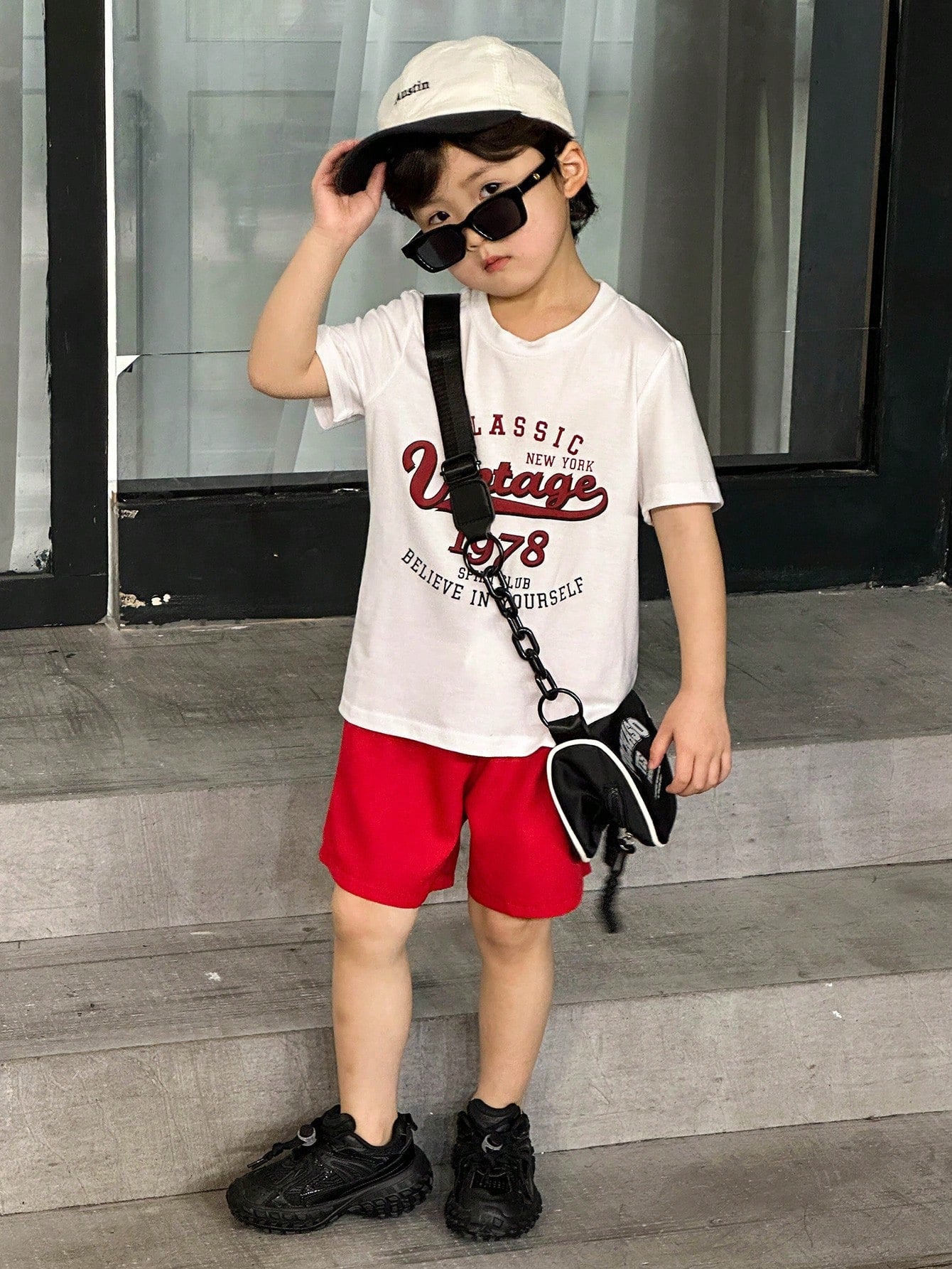 2pcs/Set Young Boys' Casual Letter Print Crew Neck Short Sleeve T-Shirt And Loose Shorts Set, Slogan Graphic, Color Block Design, Suitable For Spring Autumn, Sports, Casual, Daily Wear, Travel, School, Outdoor