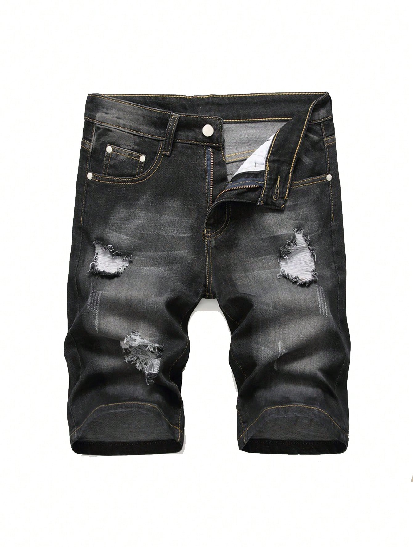 Men Cotton Ripped Denim Shorts