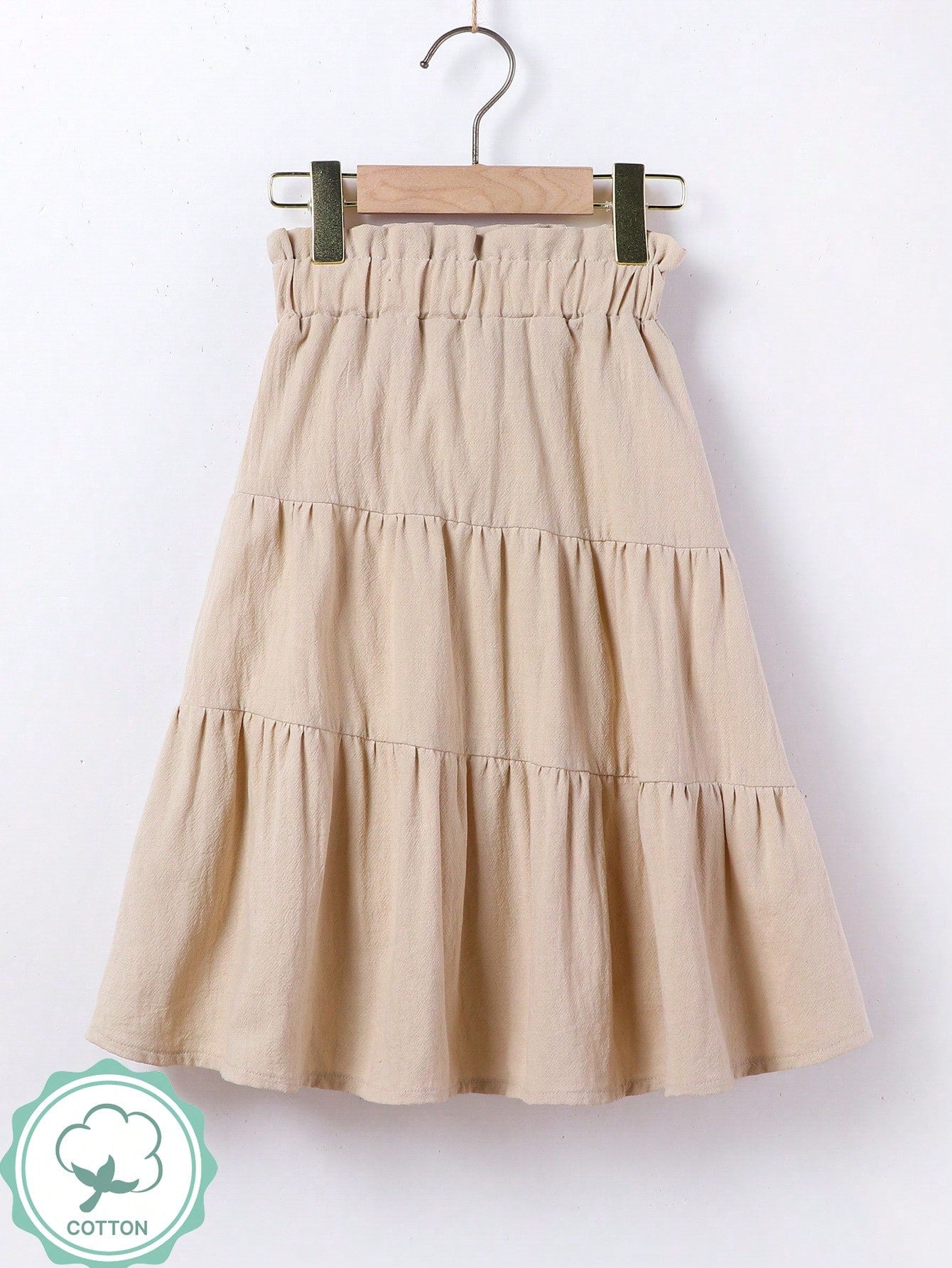 Young Girl Countryside Style Comfortable Mid-Length Cotton & Linen Skirt