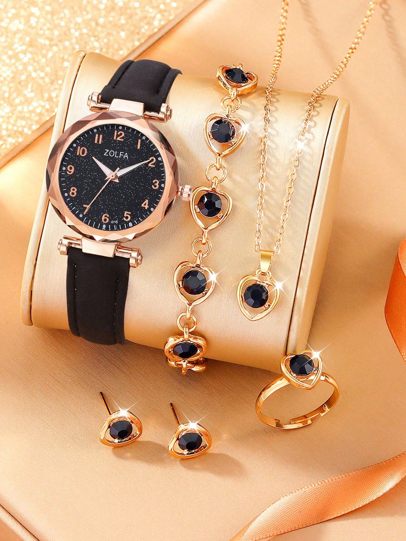 5pcs Lovely Silica Gel Quartz Girls Watch And Necklace Bracelet Earrings Jewelry Set For Girls Gifts