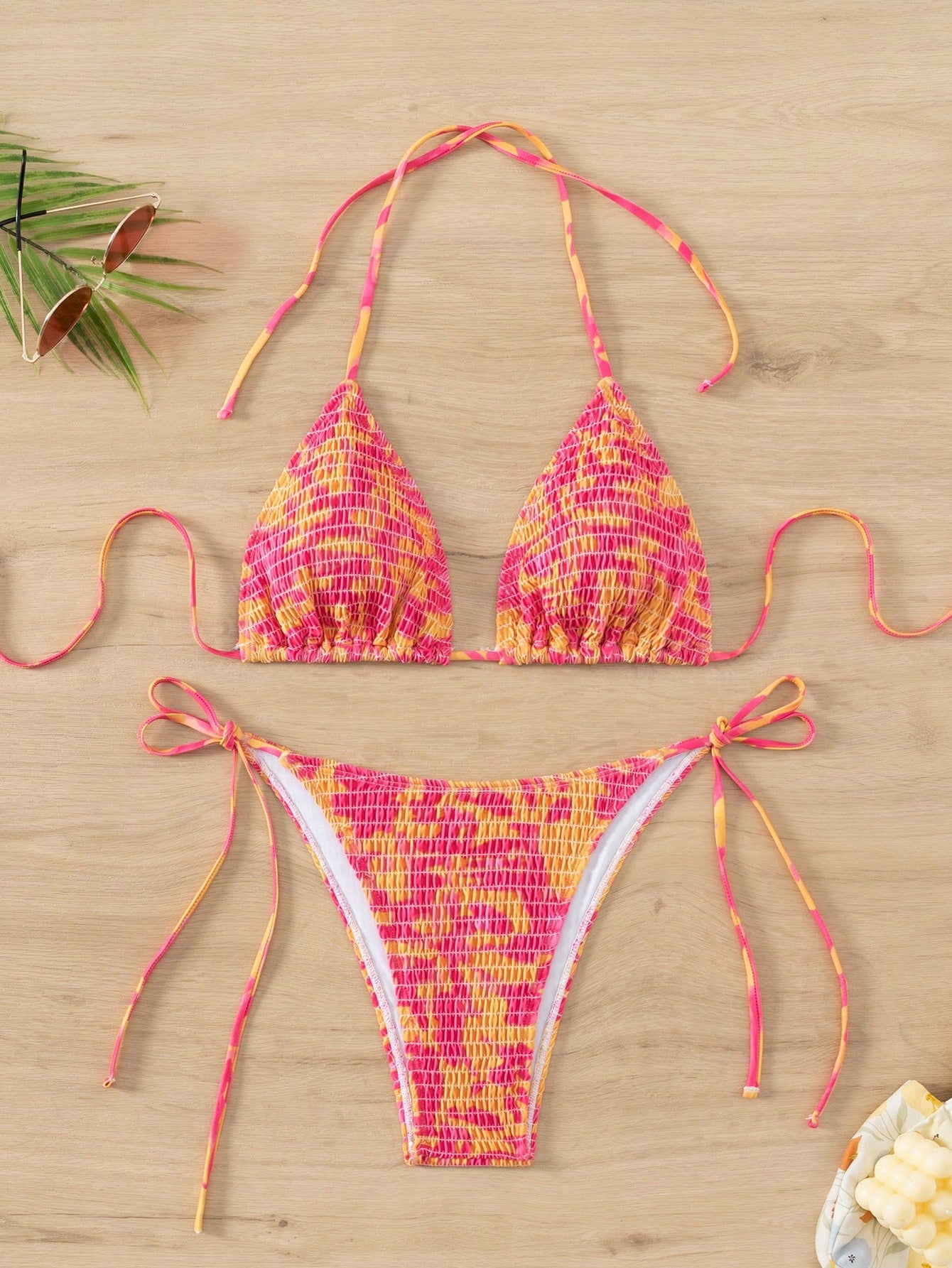 Swim Mod Summer Beach Ditsy Floraled Halter Strap Two-Piece Bikini Set