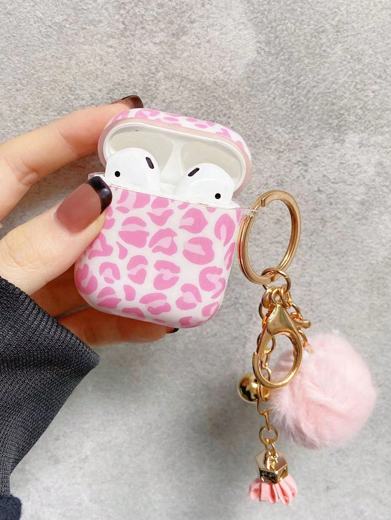 1pc Pink Leopard Print Full Cover Anti-fall Earphone Case Compatible With Apple Airpods Pro/pro2, Airpods 3, Airpods 2/1