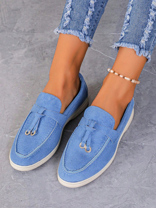 Fashionable Women's Slip-On Loafers, Thick-Soled Travel Casual Shoes, Comfortable Foot Pedal Loafers