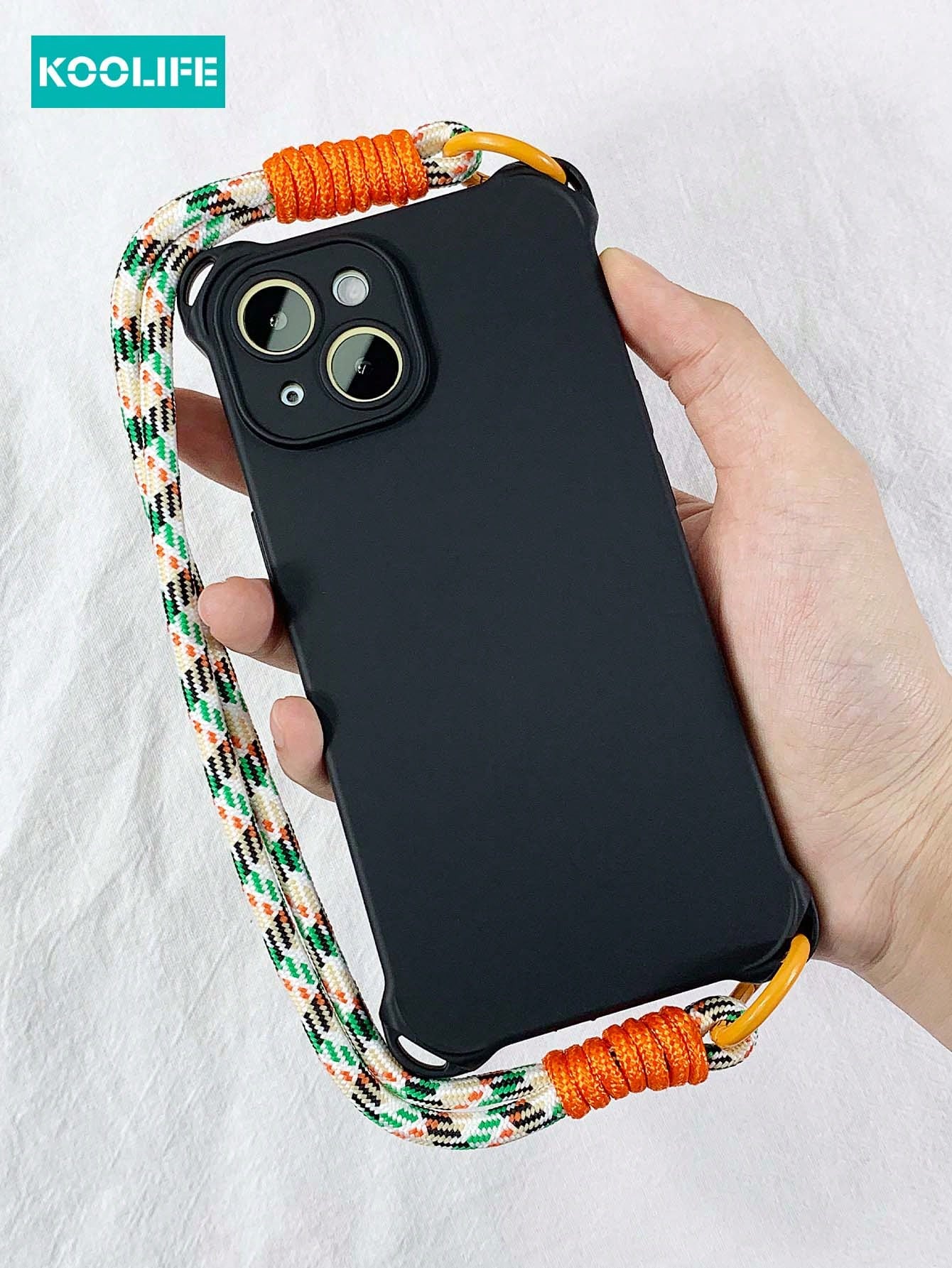 Koolife 2pcs/Set Wrist Lanyard And Phone Case, TPU Soft Cover With Anti-Drop And Anti-Theft Features, Compatible With Apple IPhone 12/12Pro/12Pro Max/13/13Pro/13Pro Max/14/14Plus/14Pro/14Pro Max/15/15Pro/15Pro Max/15Plus