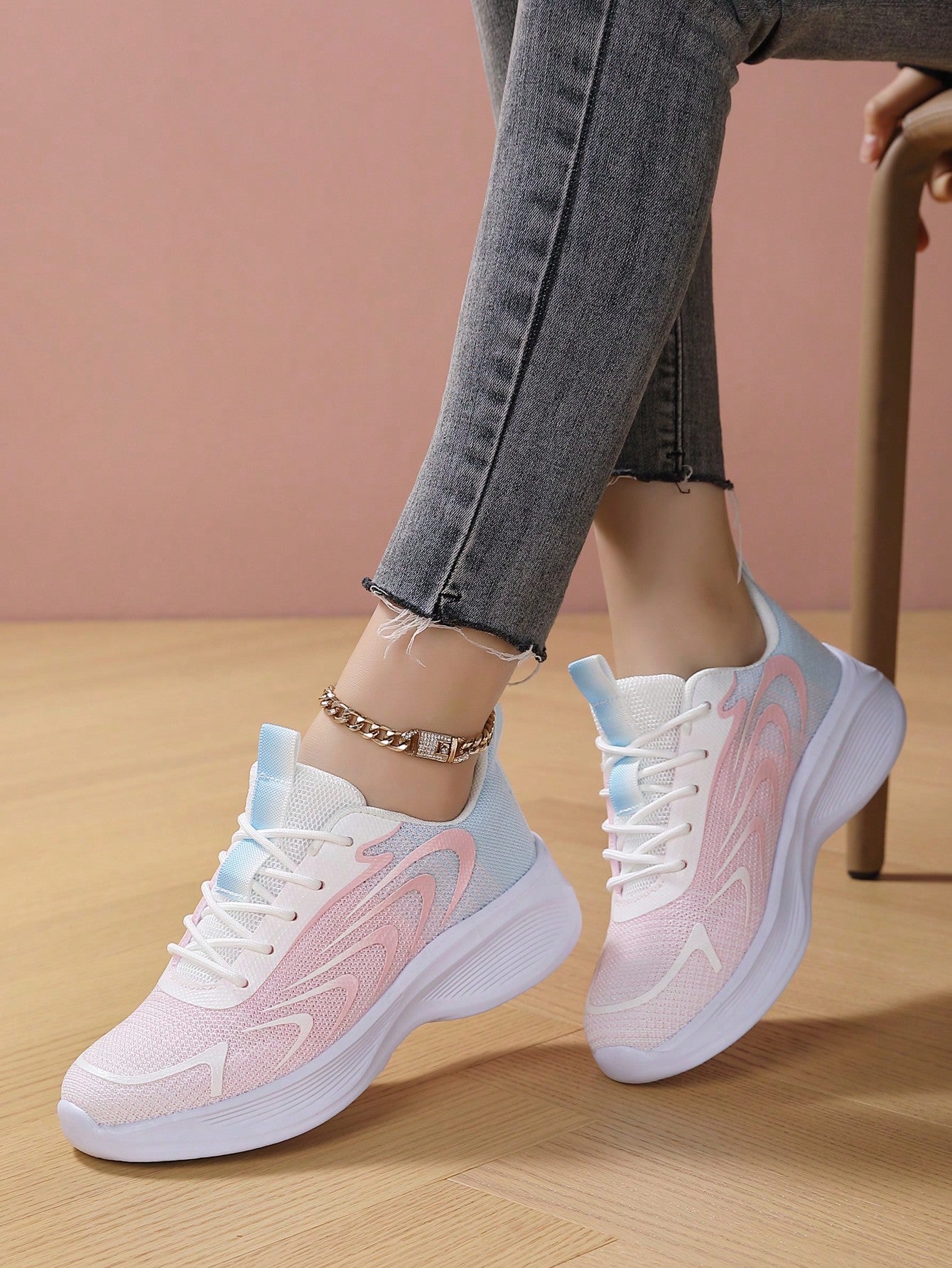 Women's Soft, Wear-Resistant, Comfortable, Round-Toe, Lace-Up Running Shoes, Suitable For Casual Wear, Summer Daily Light And Breathable Sports Shoes