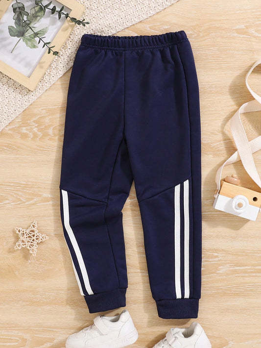 Young Boy Fashionable Loose Striped Joggers