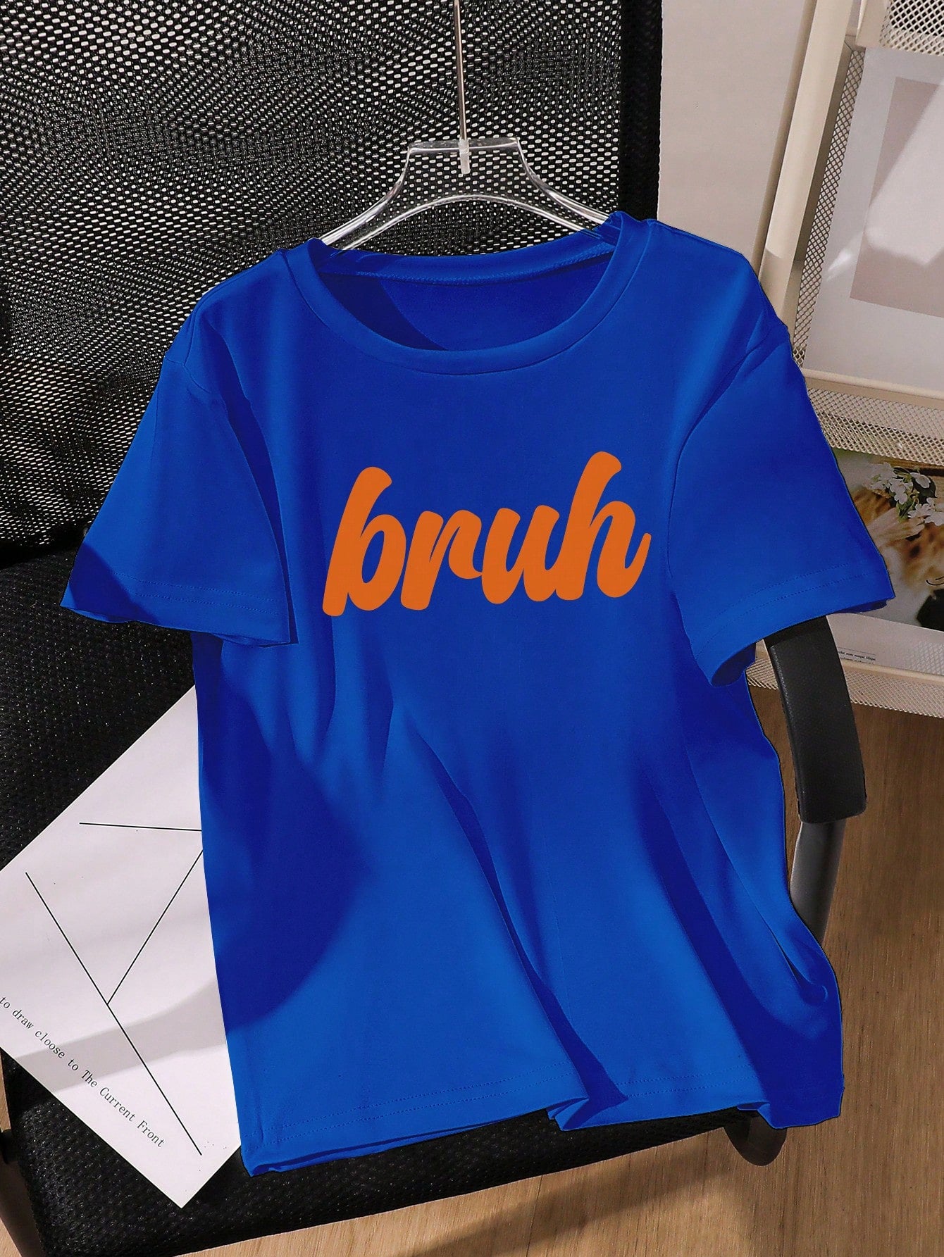 Tween Boy Cool Summer Fun Letter Slogan Printed Blue Top Casual Fashion Comfortable Daily Versatile T-Shirt