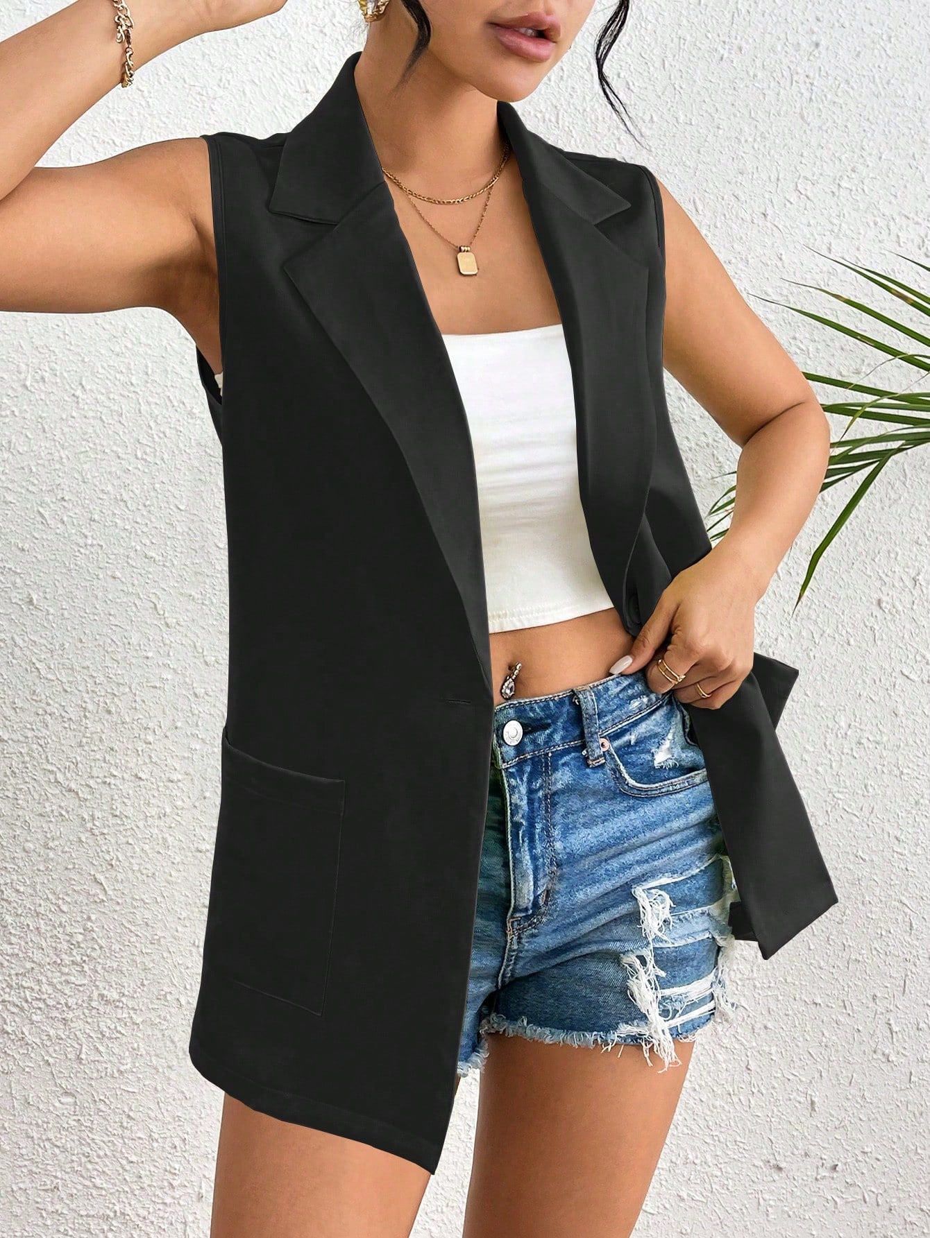 Women's Solid Color Simple Daily Sleeveless Blazer