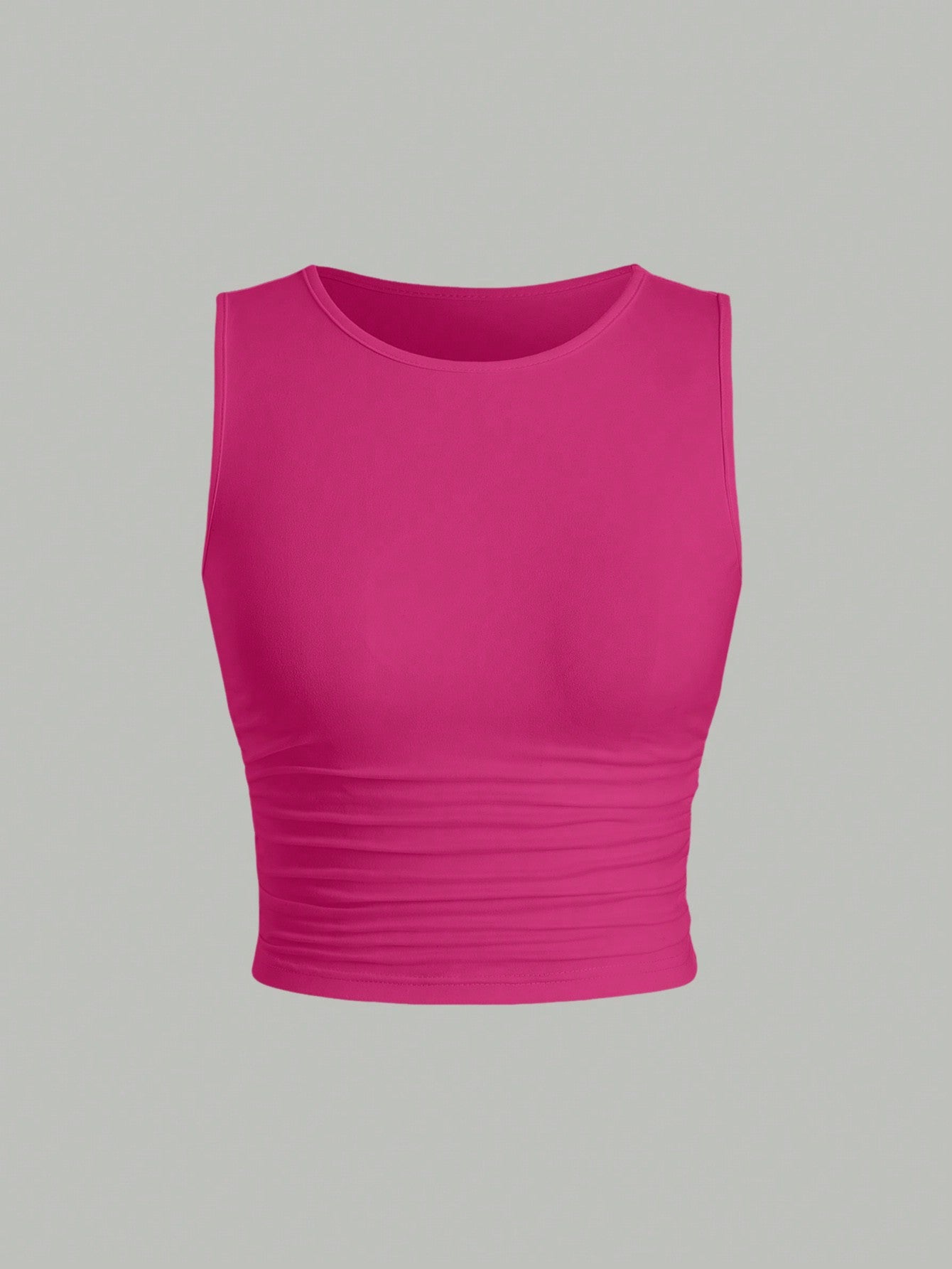 Solid Color Pleated Fitted Tank Top