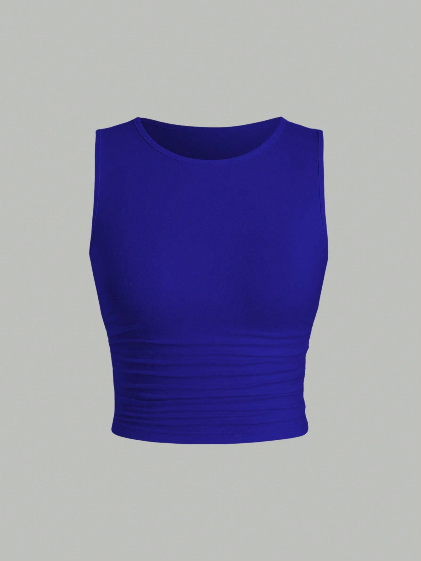 Solid Color Pleated Fitted Tank Top