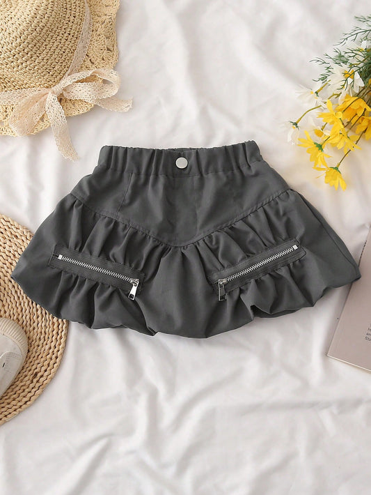 Young Girl Fashionable Pleated Fluffy Skirt