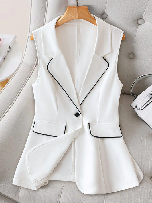 Women's Casual Color-Blocking Sleeveless Blazer For Summer