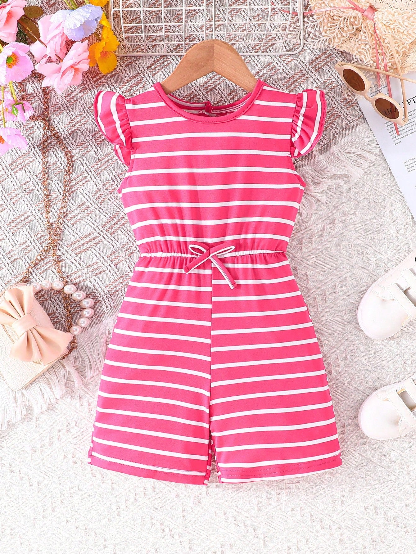 Young Girl Casual Striped Printed Jumpsuit For Summer