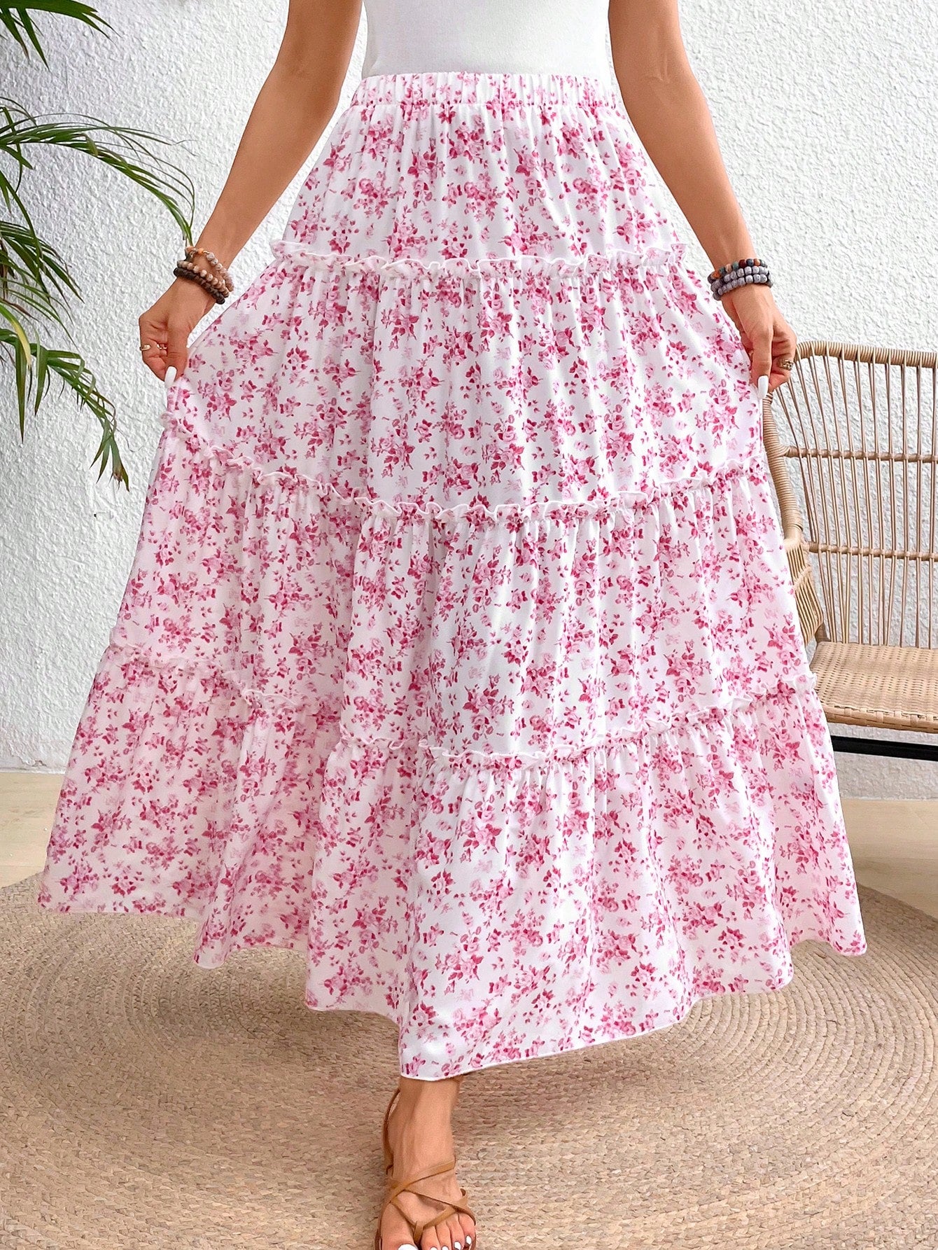 Women's Floral Print Holiday Style Skirt