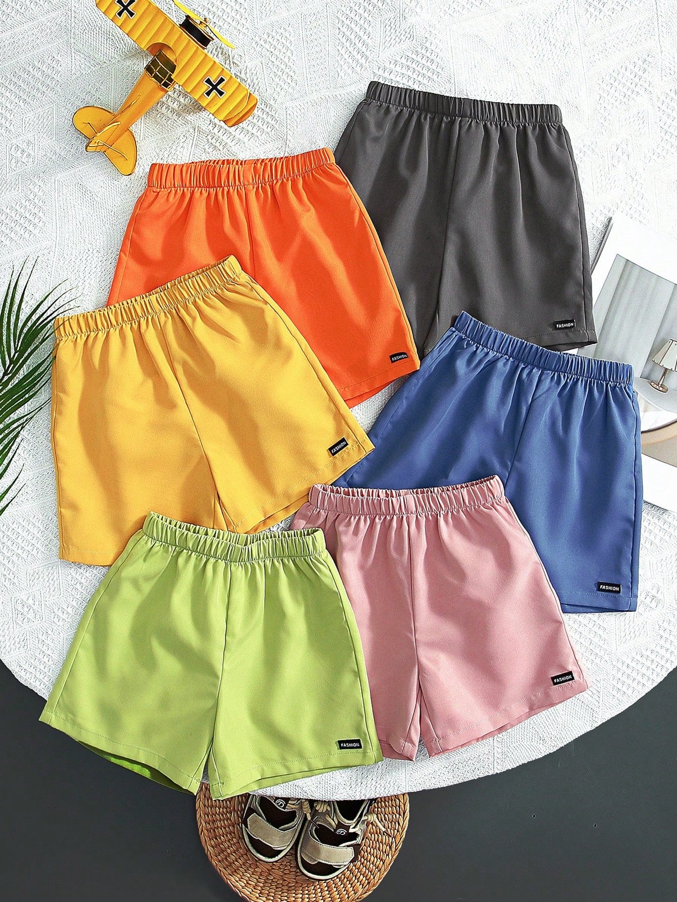 Young Boy Woven Shorts Solid Color 6pcs/Set