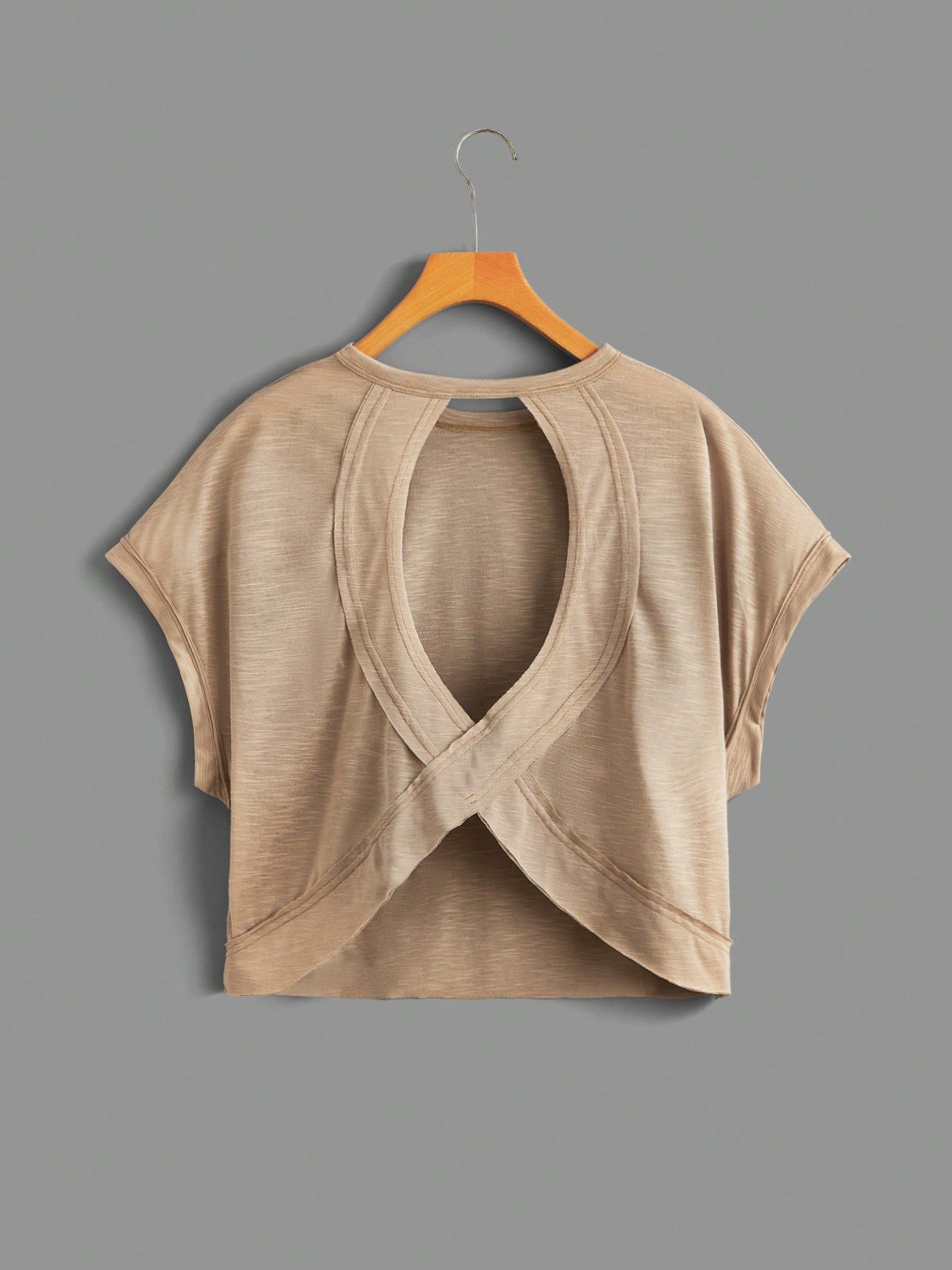 Cut Out Back Batwing Sleeve Tee