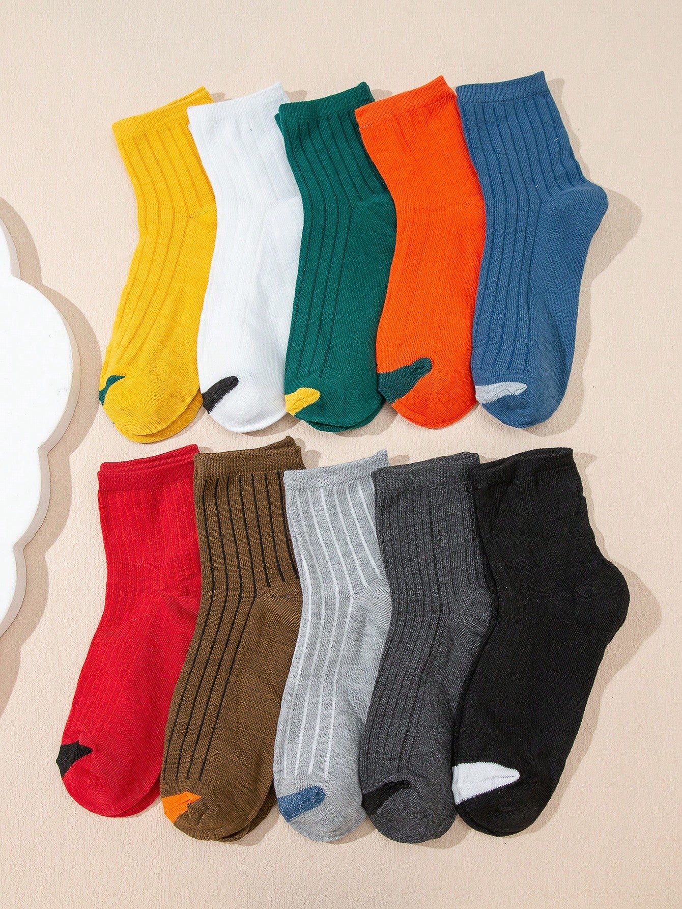 10pairs Kids Striped Pattern Casual Crew Socks For Daily Life