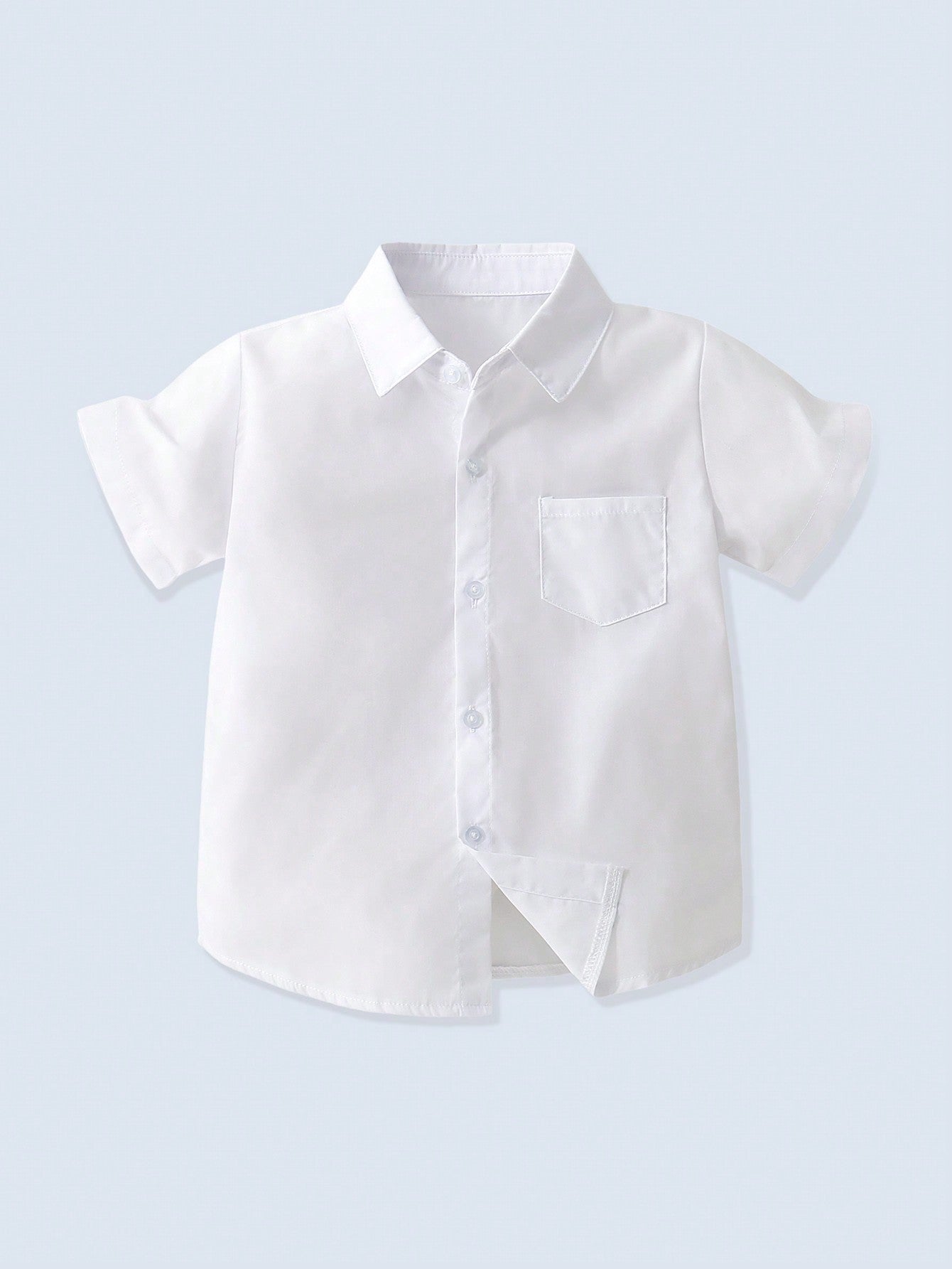 Young Boy White Short Sleeve Shirt,  Summer Uniform Shirts For Junior And Middle School Performance English Gentleman-Style Formal Wear