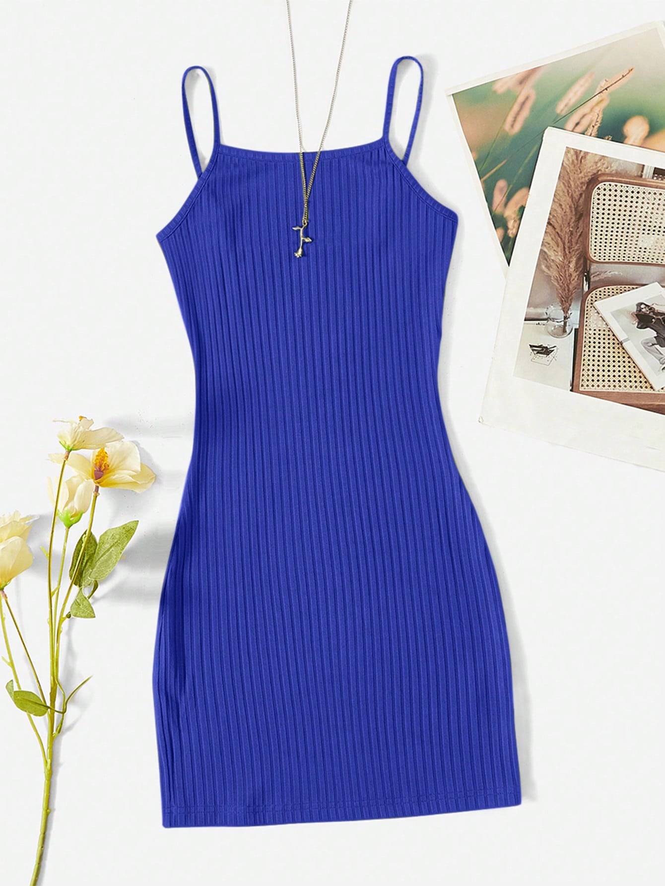 PETITE Solid Cami Bodycon Short Summer Dress