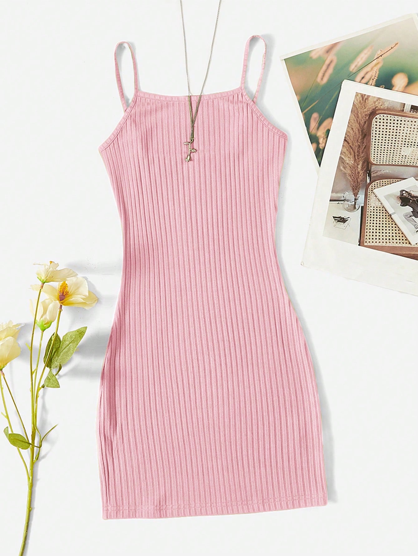 PETITE Solid Cami Bodycon Short Summer Dress