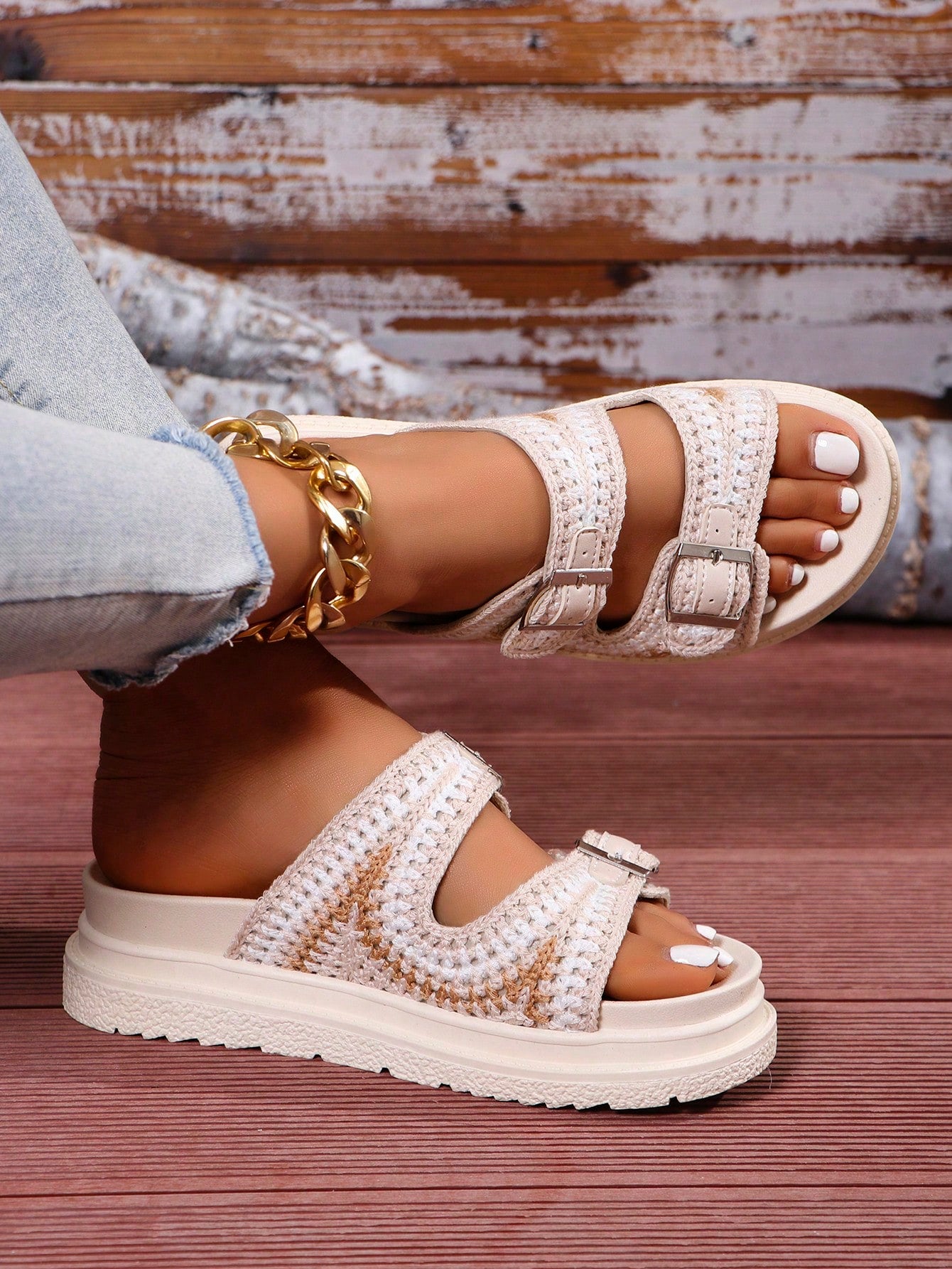 2024 Spring New Arrival Plus Size Women Shoes For Export, Autumn European And American Style Thick Bottom Outer Wear Beach Sandals For Women