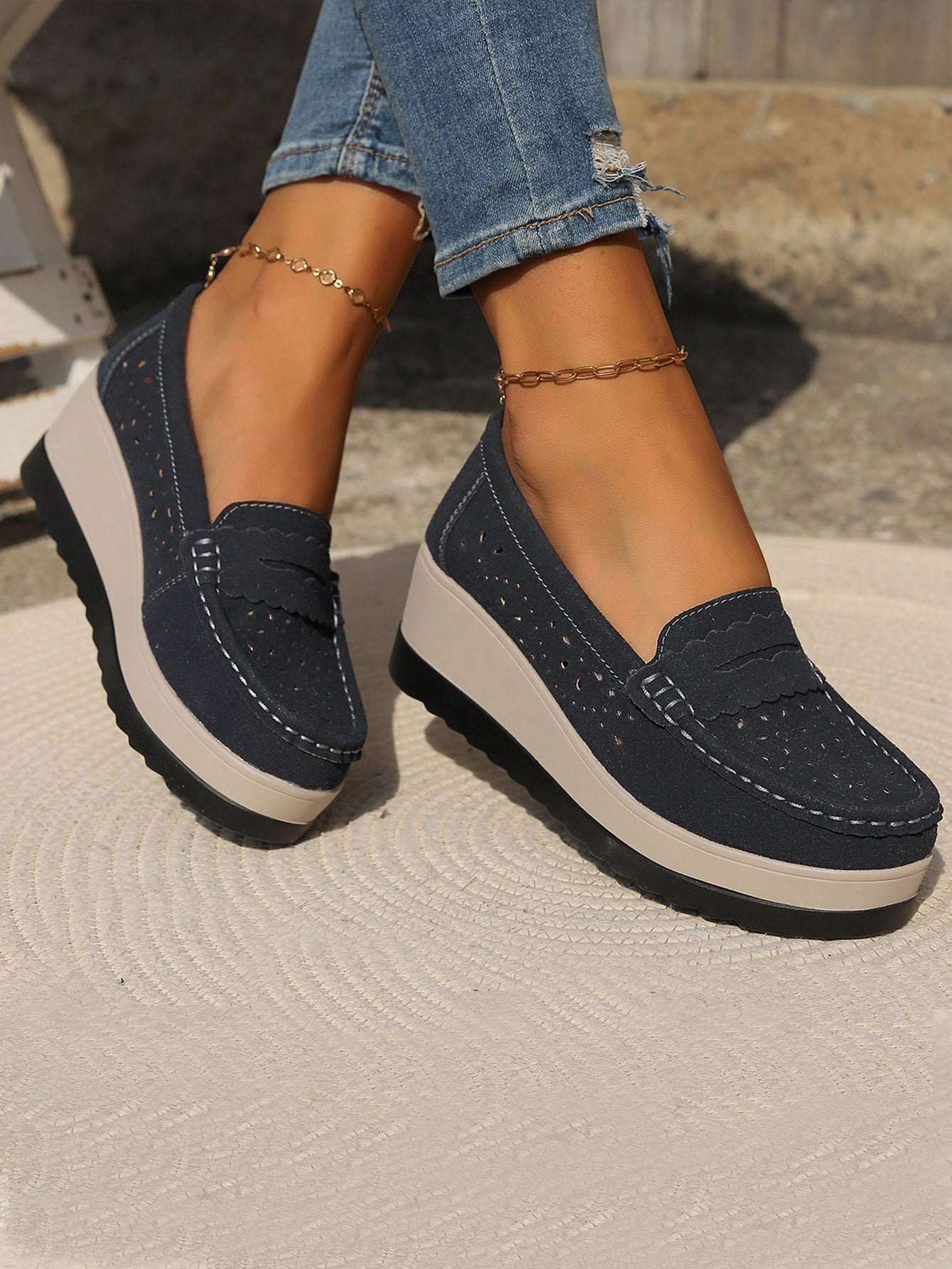 Women Wedge Heel & Thick Sole Shoes, Casual Spring New Lightweight Platform Shoes, Anti-Slip Fashion Sports Women Shoes