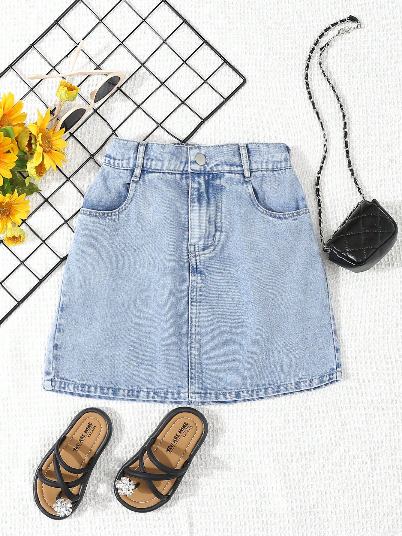 Tween Girl Simple Casual Comfortable Denim A-Line Skirt