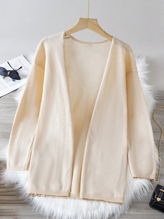 Tween Girl Solid Color Long Sleeve Casual Cardigans