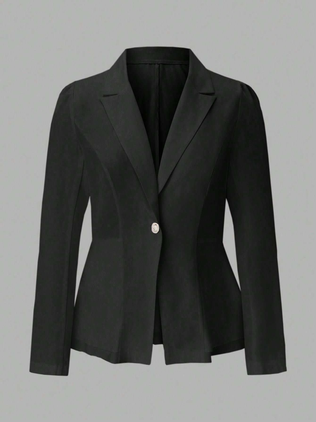 Plus Size Women's Long Sleeve Solid Blazer With Contrast Lapel