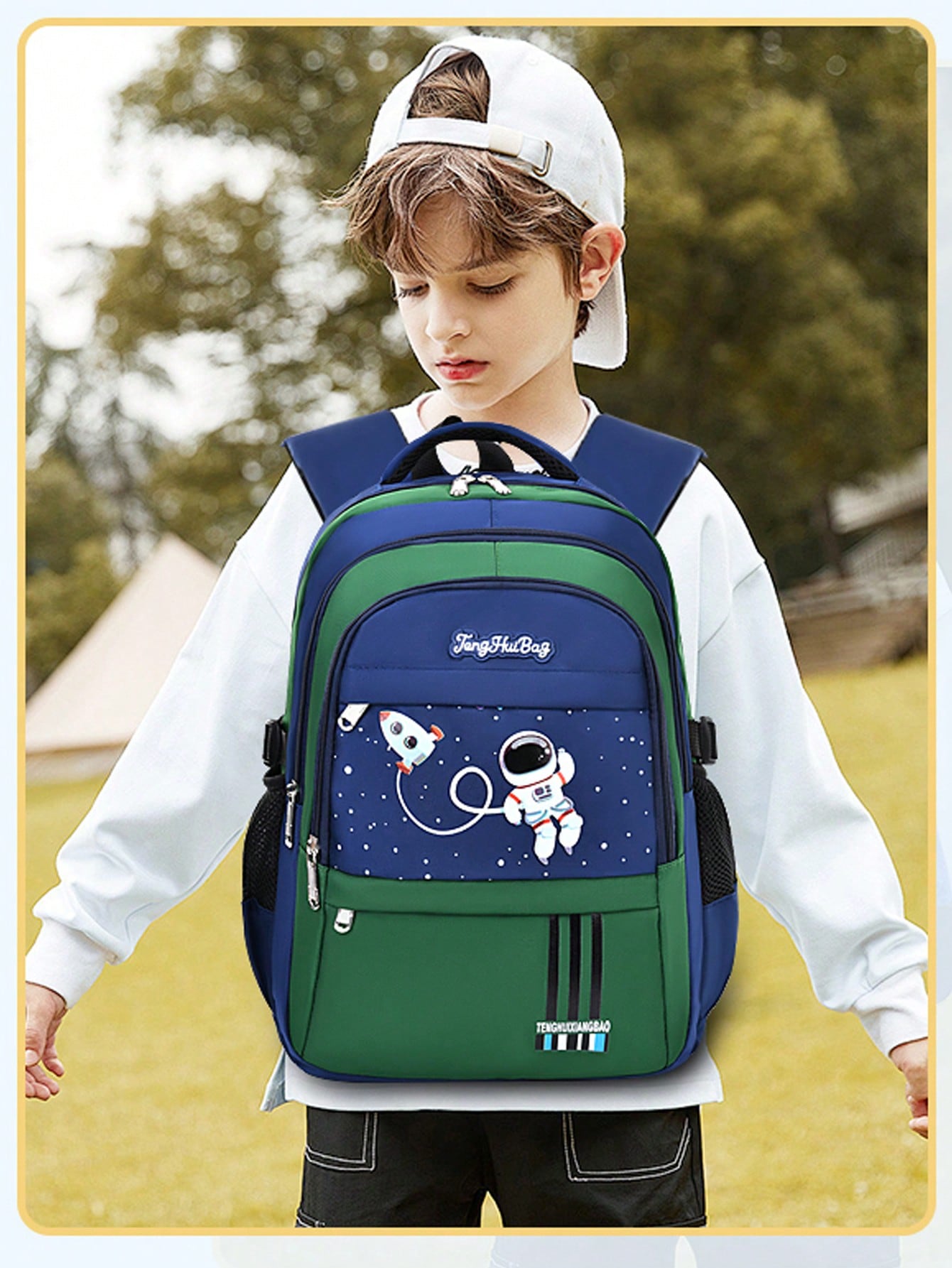 1pc Black New Astronaut Design School Bag For Primary Students 6-12 Years Old, Water Resistant Lightweight Kids Backpack, Spaceman Large Capacity Children Bag, Cute Internet Celebrity Style For Boys And Girls