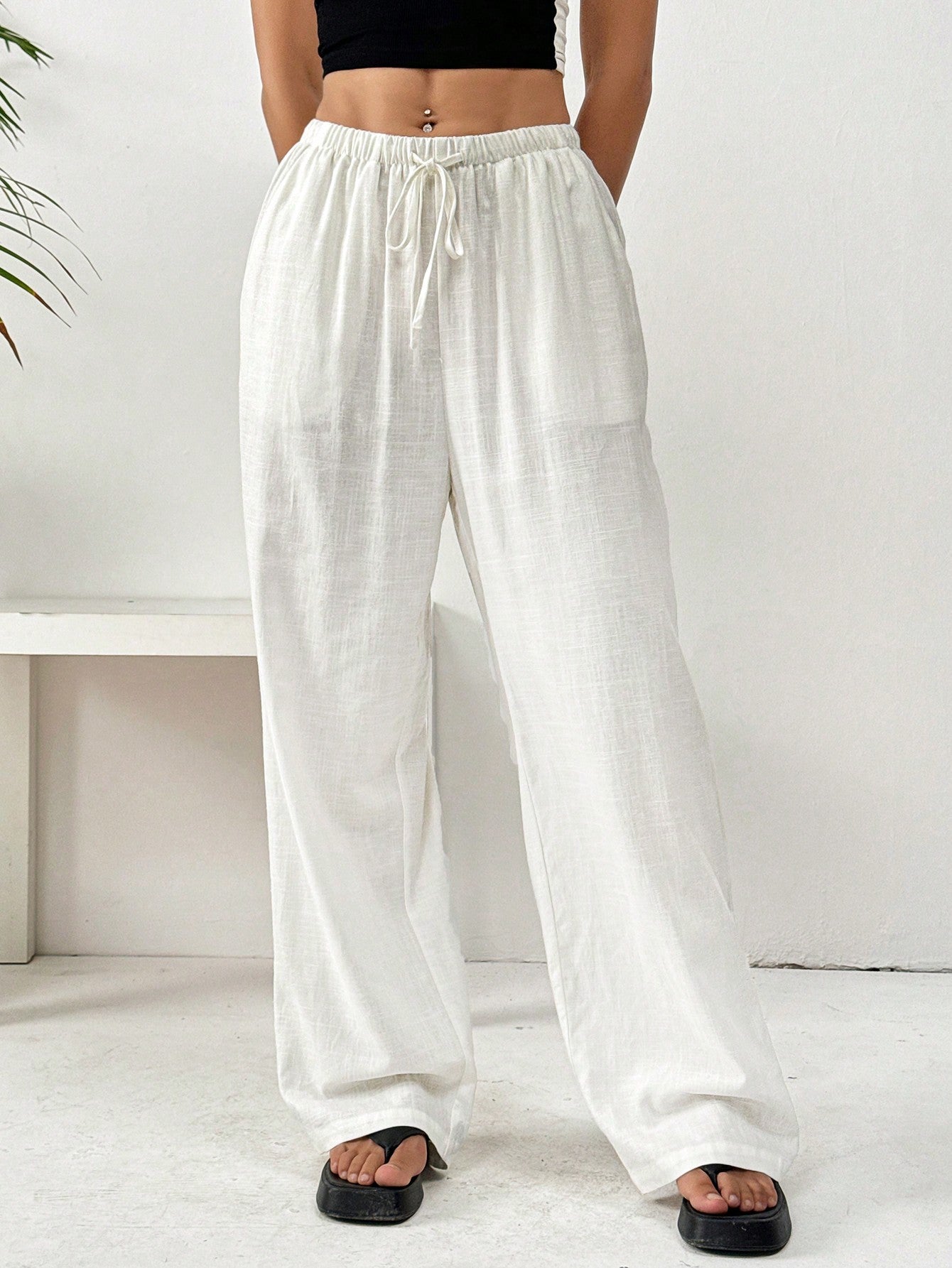 Ladies' Plain And Simple Woven Trousers For Everyday Wear