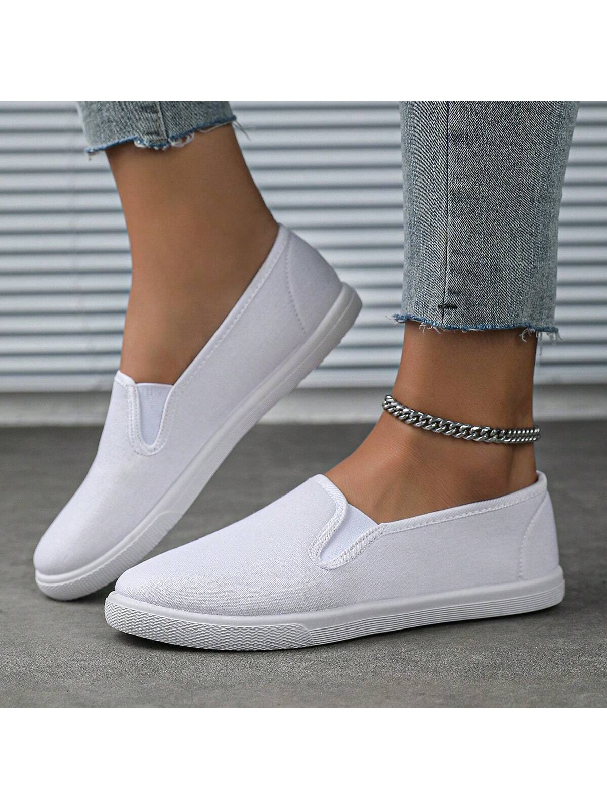 Women's Unisex Solid Color Canvas Shoes, Casual Outdoor Shoes, Comfortable Low-Top Shoes For Couples