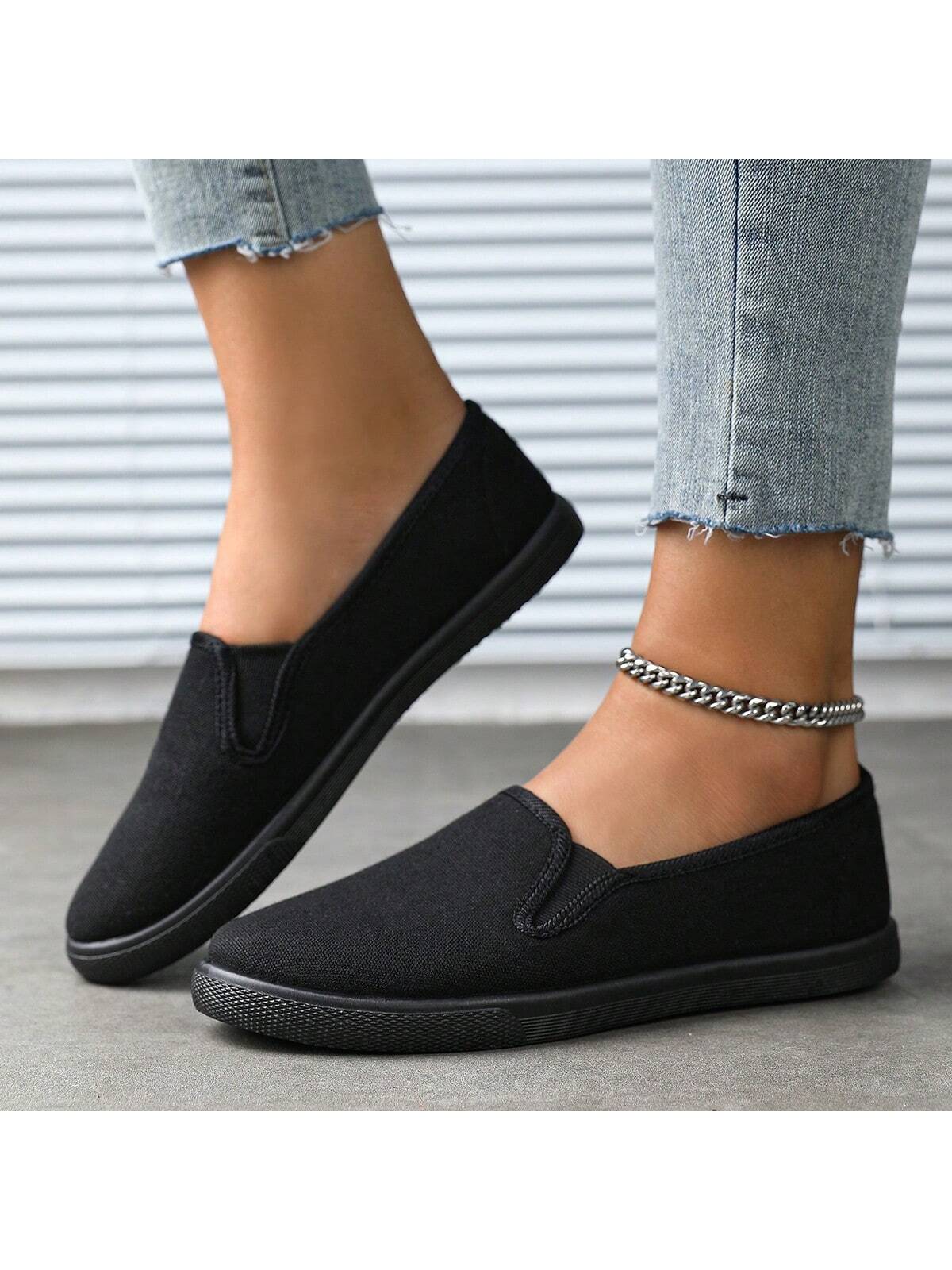 Women's Unisex Solid Color Canvas Shoes, Casual Outdoor Shoes, Comfortable Low-Top Shoes For Couples