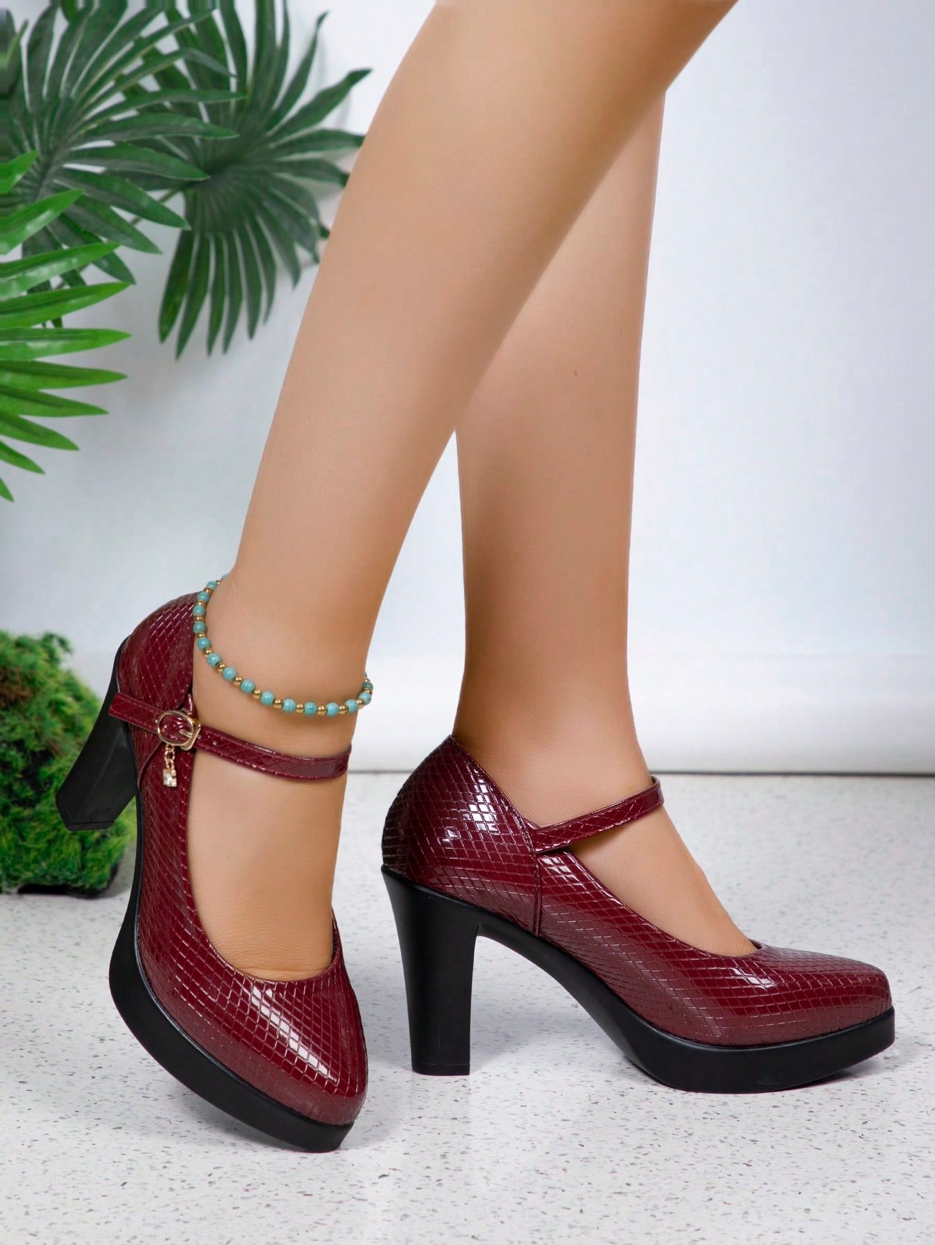 Women's Shoes High Heels Chunky Heel Qipao Show Shoes With Ankle Strap, Spring/Autumn New Style For Middle-Aged Mothers