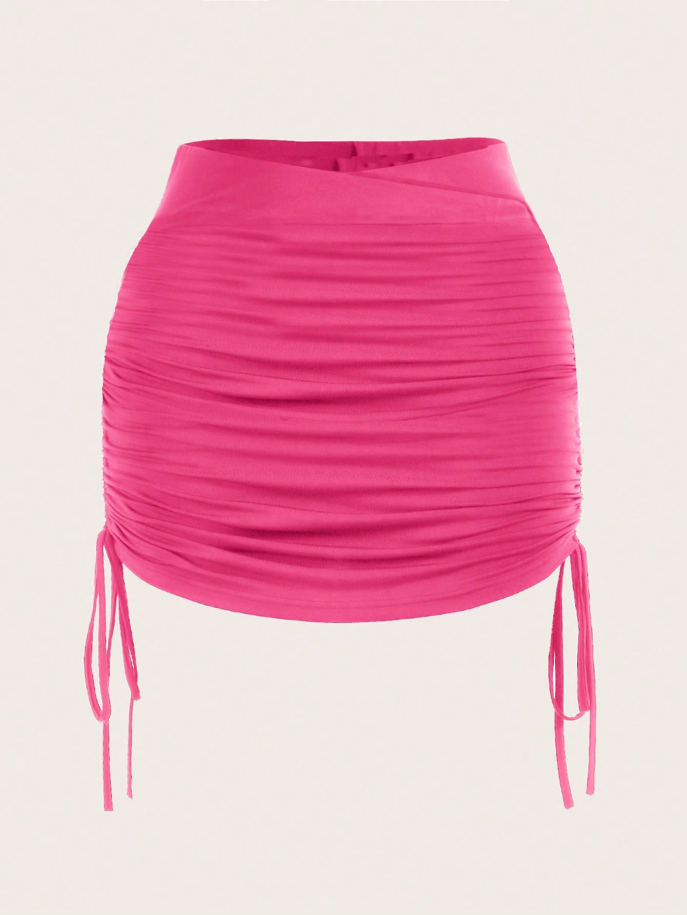 Plus Drawstring Side Ruched Bodycon Skirt