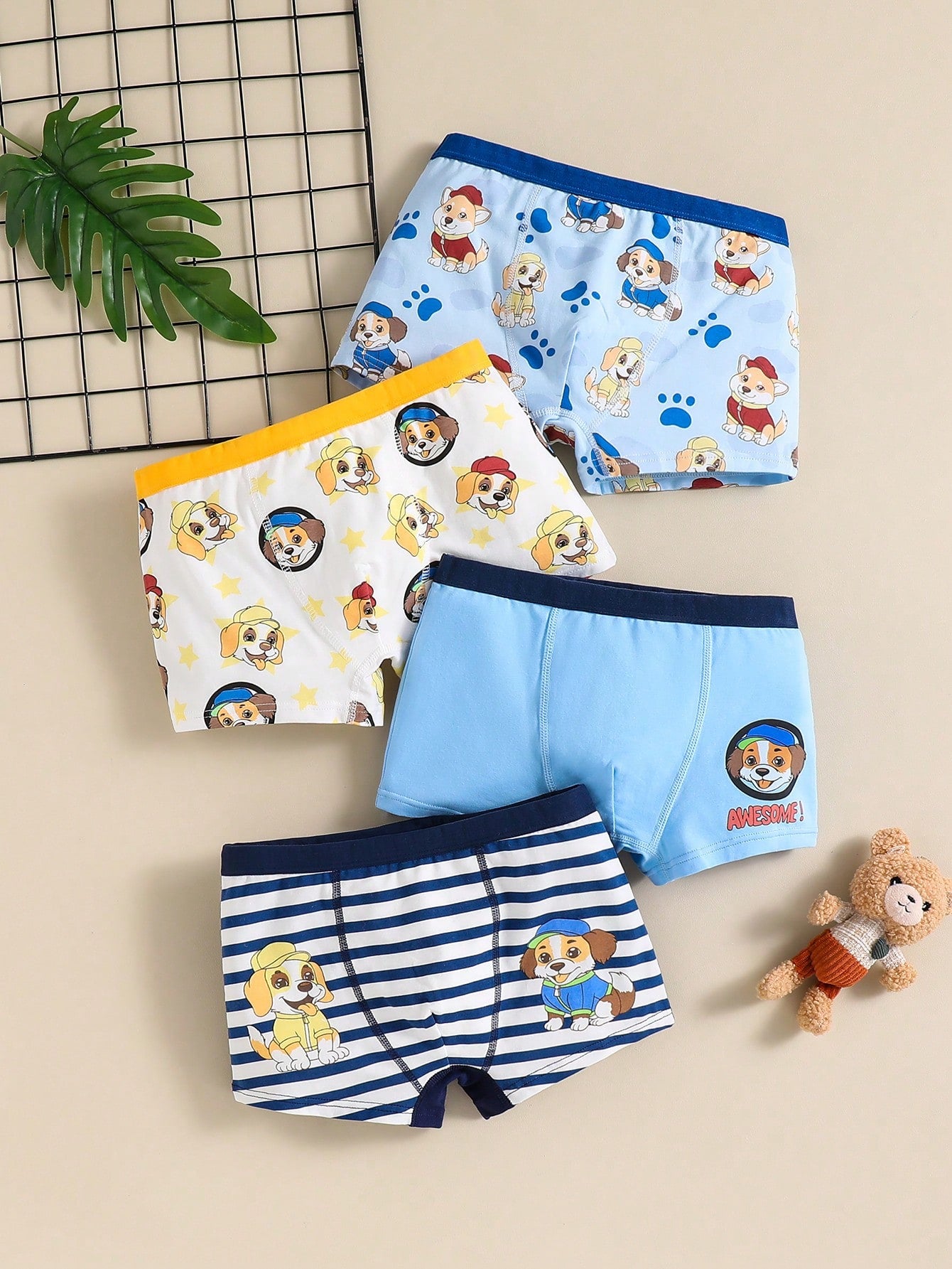 6pcs Young Boy Dog Printed Underwear Set