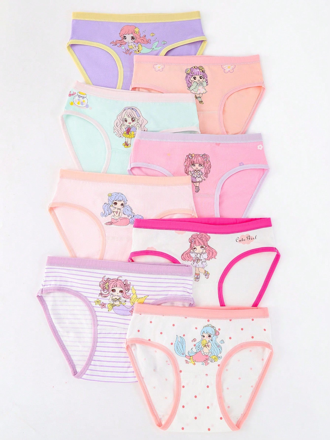 Young Girl Cartoon Printed Simple Daily Triangle Panties