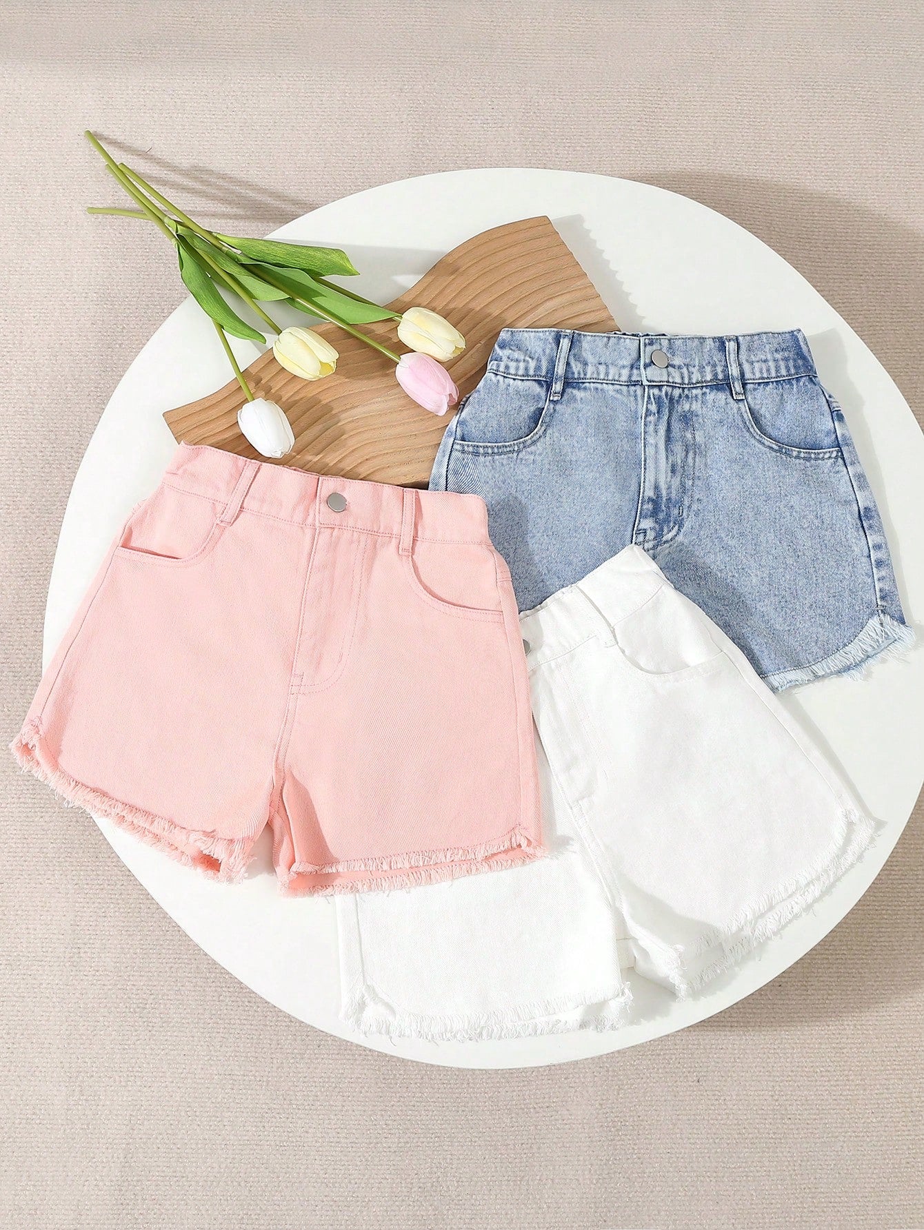 Tween Girl Casual Comfortable Simple Denim Shorts