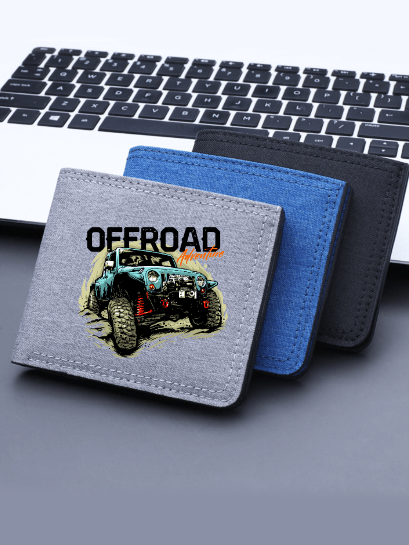 Off-Road Vehicle Printed Canvas Wallet, Bifold Wallet With Credit Card Holder, Lightweight And Portable Multi-Card Slot Wallet