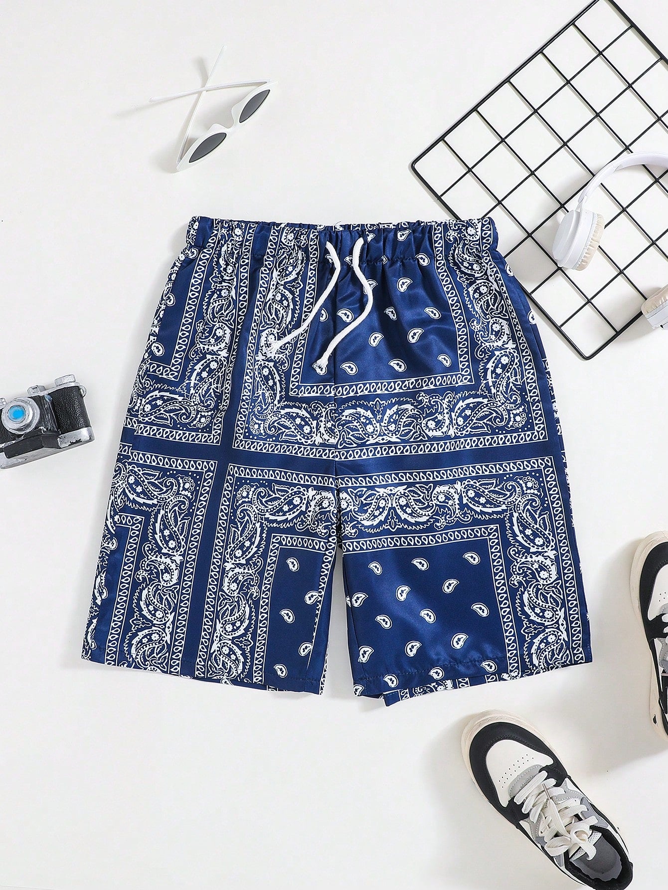 Teenage Boys' Casual Paisley Printed Shorts