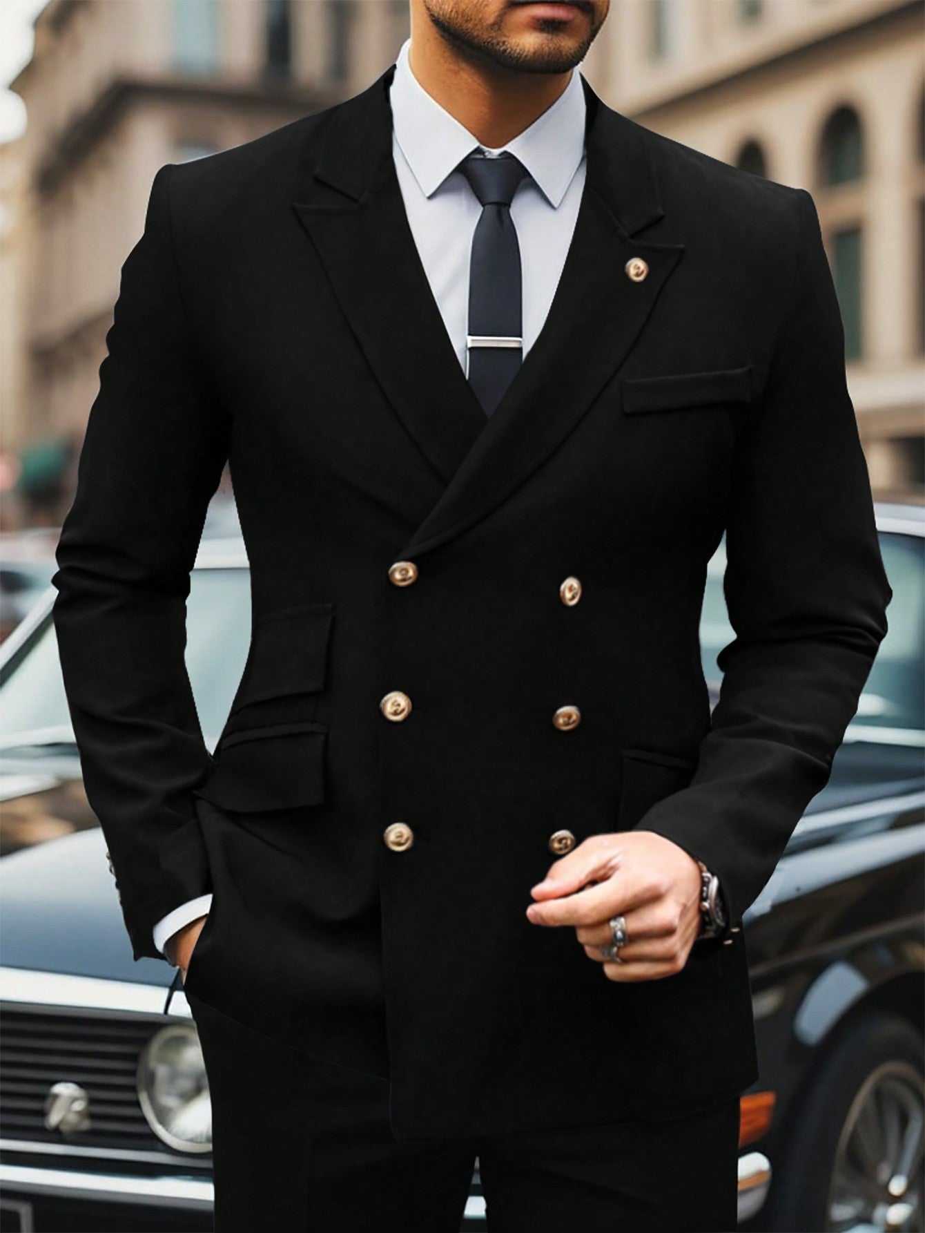 Men's Solid Color Simple Daily Long Sleeve Suit Jacket