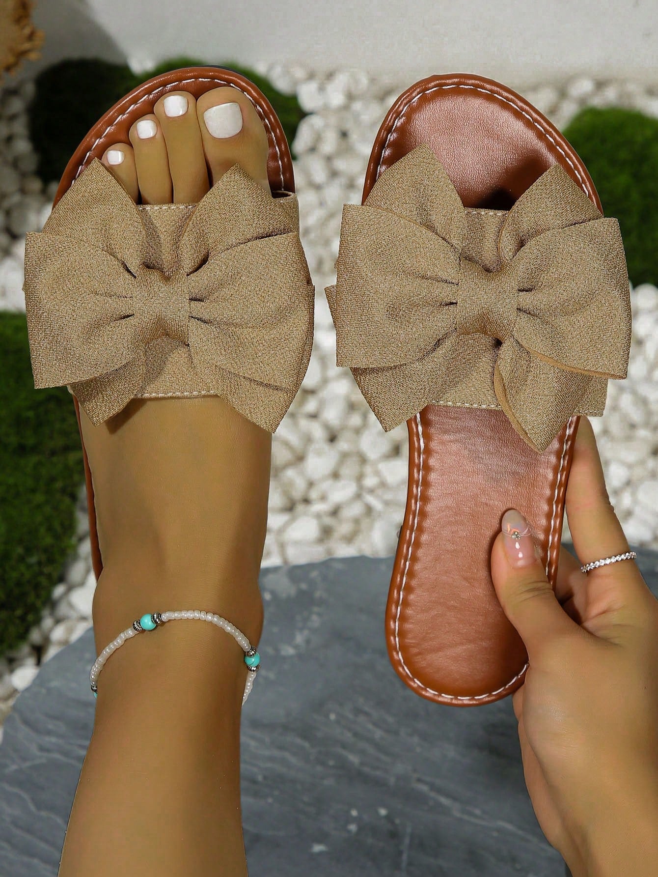 Women's New Style Comfortable Bowknot Flat Slippers, Fashionable And Versatile, For Home Use