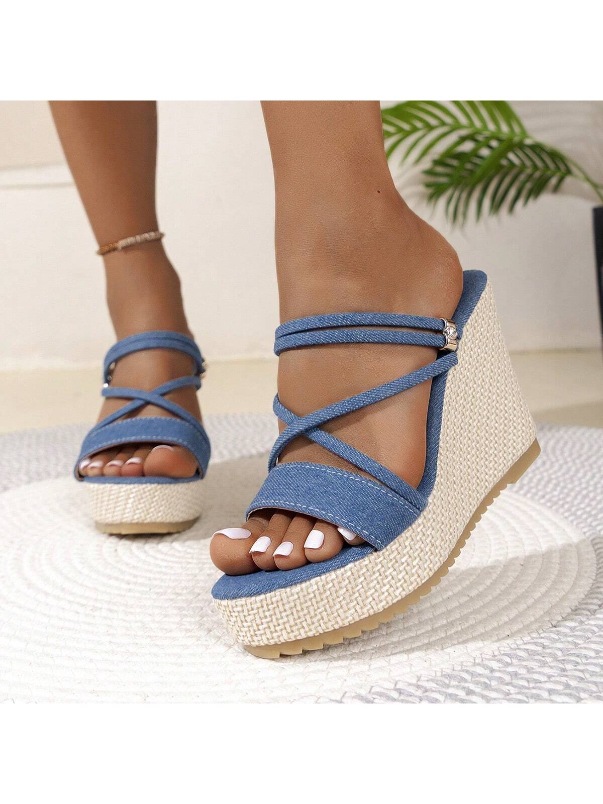 Summer New Style Women Shoes, European And American Style Wedge Sandals, Large Size, Casual And Fashionable, Thick-Soled And Dual-Purpose Sandals